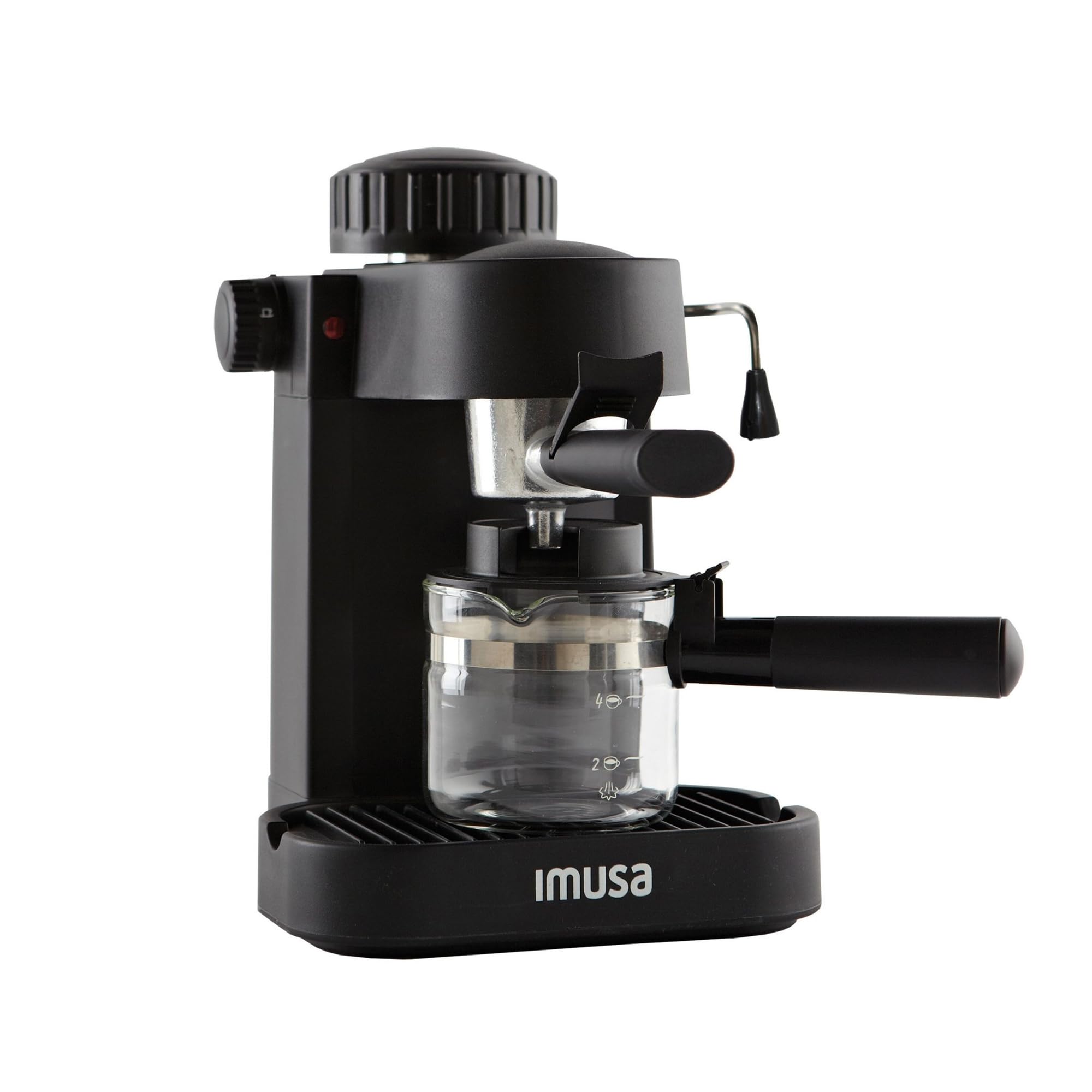IMUSA USA GAU-18202 4 Cup Espresso & Cappuccino Maker, 120V Black - Perfect for Home Coffee Bars & Office Break Rooms