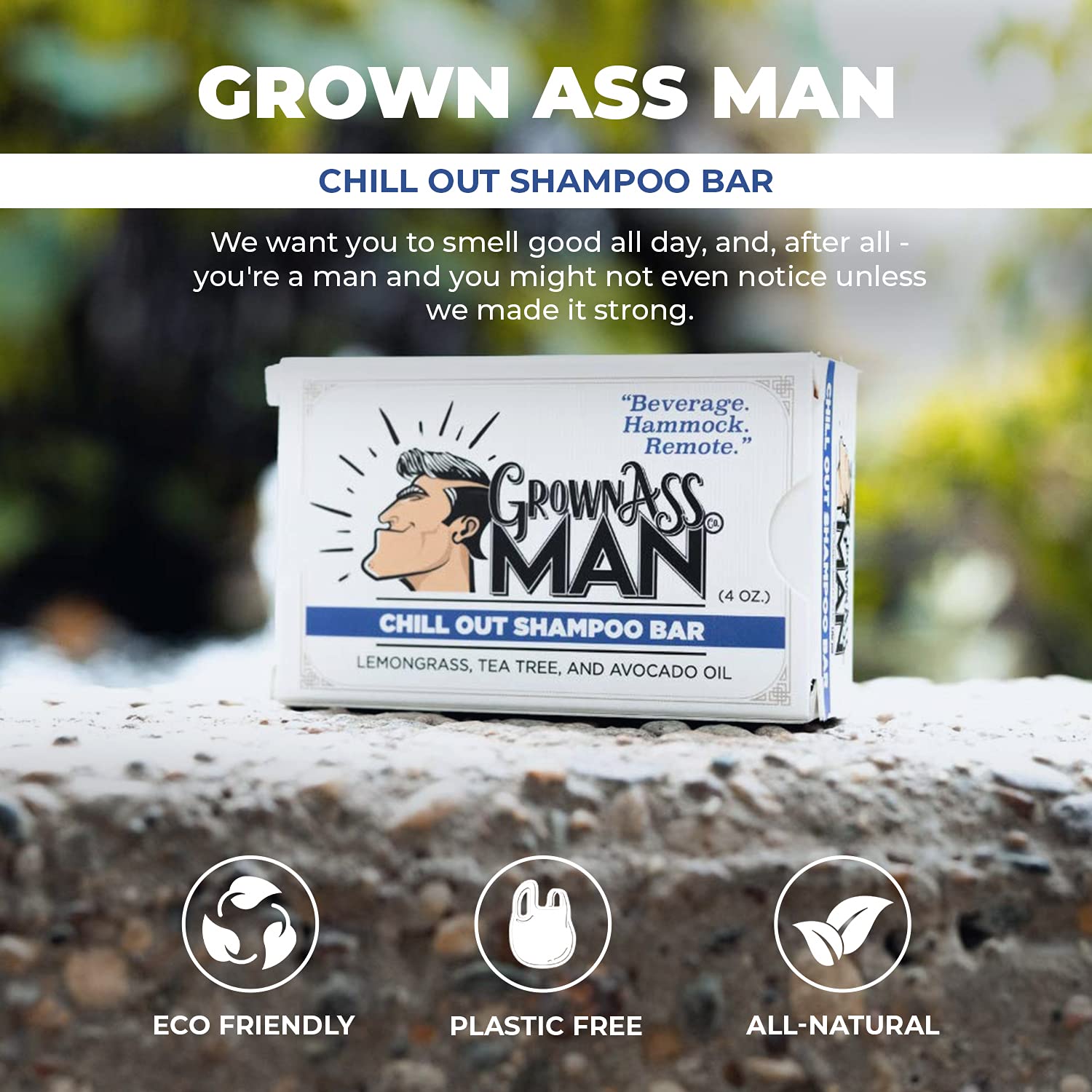 **Natural Solid Shampoo Bar for Hair, Beard & Body - 3 in 1 Organic & Plastic-Free, Rich Lather for All Hair Types, 4oz (Chill Out Scent, 3-Pack) – Eco-Friendly Travel & Zero Waste Bathroom Essential**