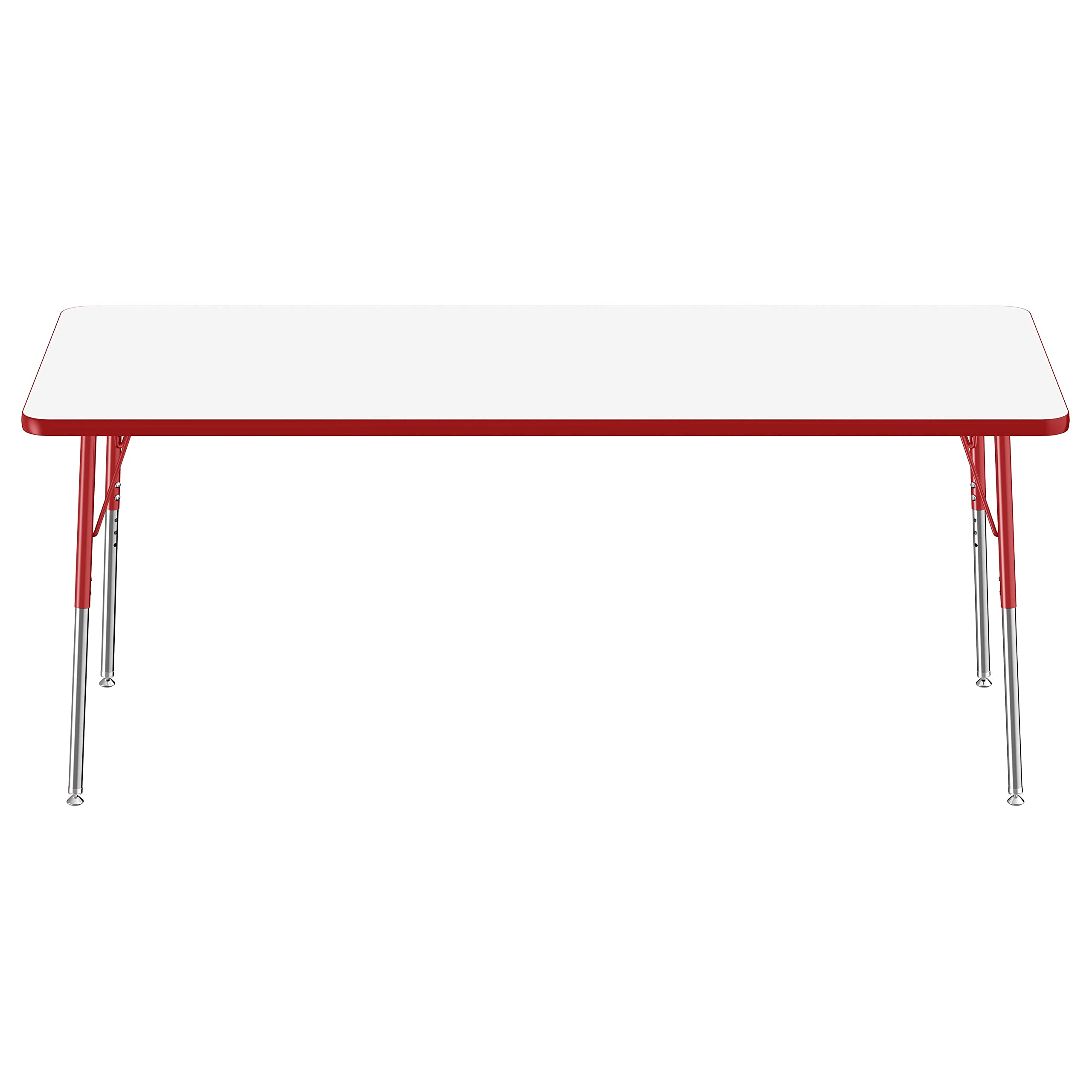 FDP 30x72 Inch Dry-Erase Activity Table - Adjustable Height 19-30 Inches with Whiteboard Top, Red Edge & Legs - Perfect for Classrooms, Offices & Collaborative Workspaces