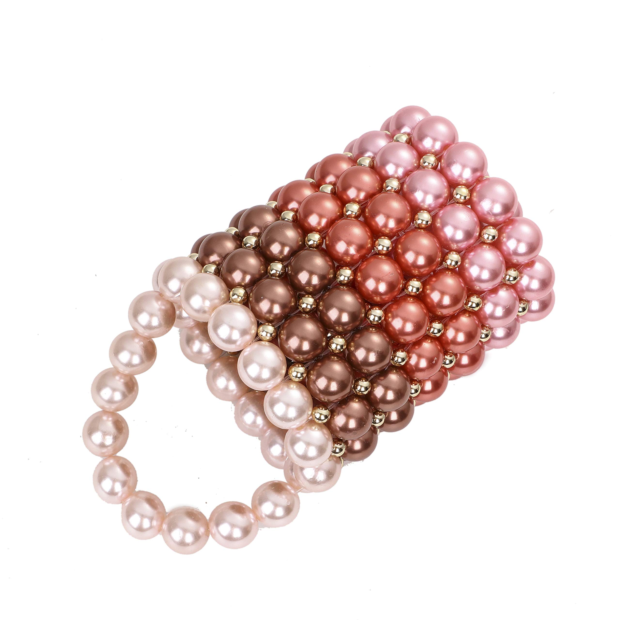 YUSHINY Women's Beaded Pearl Evening Clutch Handbag - Handmade Wedding Party Purse with Dust Bag | Elegant Accessory for Bridal Shower, Prom & Formal Events