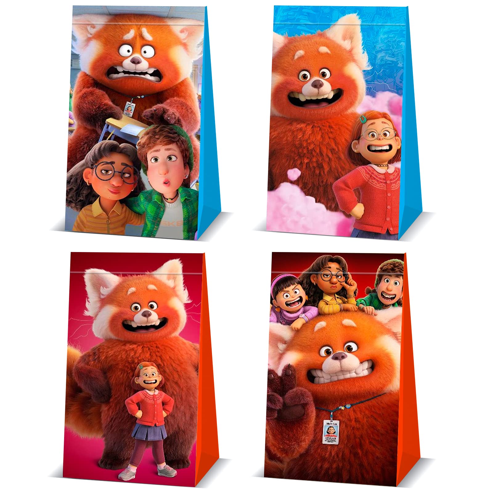 12PCS Turning Red Themed Party Favor Bags - Cute Cartoon Goodie Gift Bags for Birthday Party Supplies & Decorations - Perfect for Kids Birthday Parties, Themed Events & Movie Night Celebrations