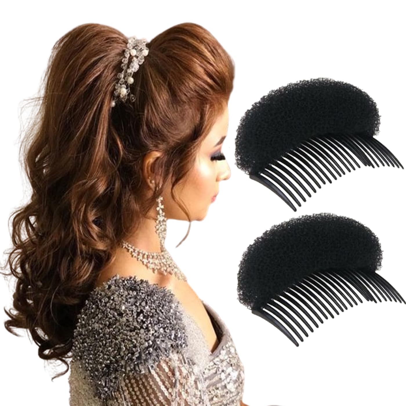 2-Pack Invisible Hair Volume Sponge - Fluffy Bump Up Foam Pads for Thicker Looking Hair | Hair Styling Tools for Women | Perfect for Parties, Weddings & Everyday Volume Boost
