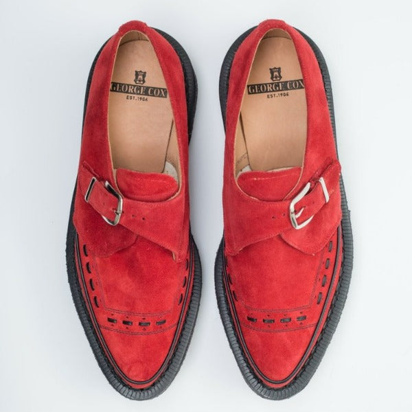 George Cox 3876 V M/G Diano Monk Strap Shoes in Red - Stylish & Comfortable Leather Dress Shoes for Men | Perfect for Office, Formal Events & Casual Wear