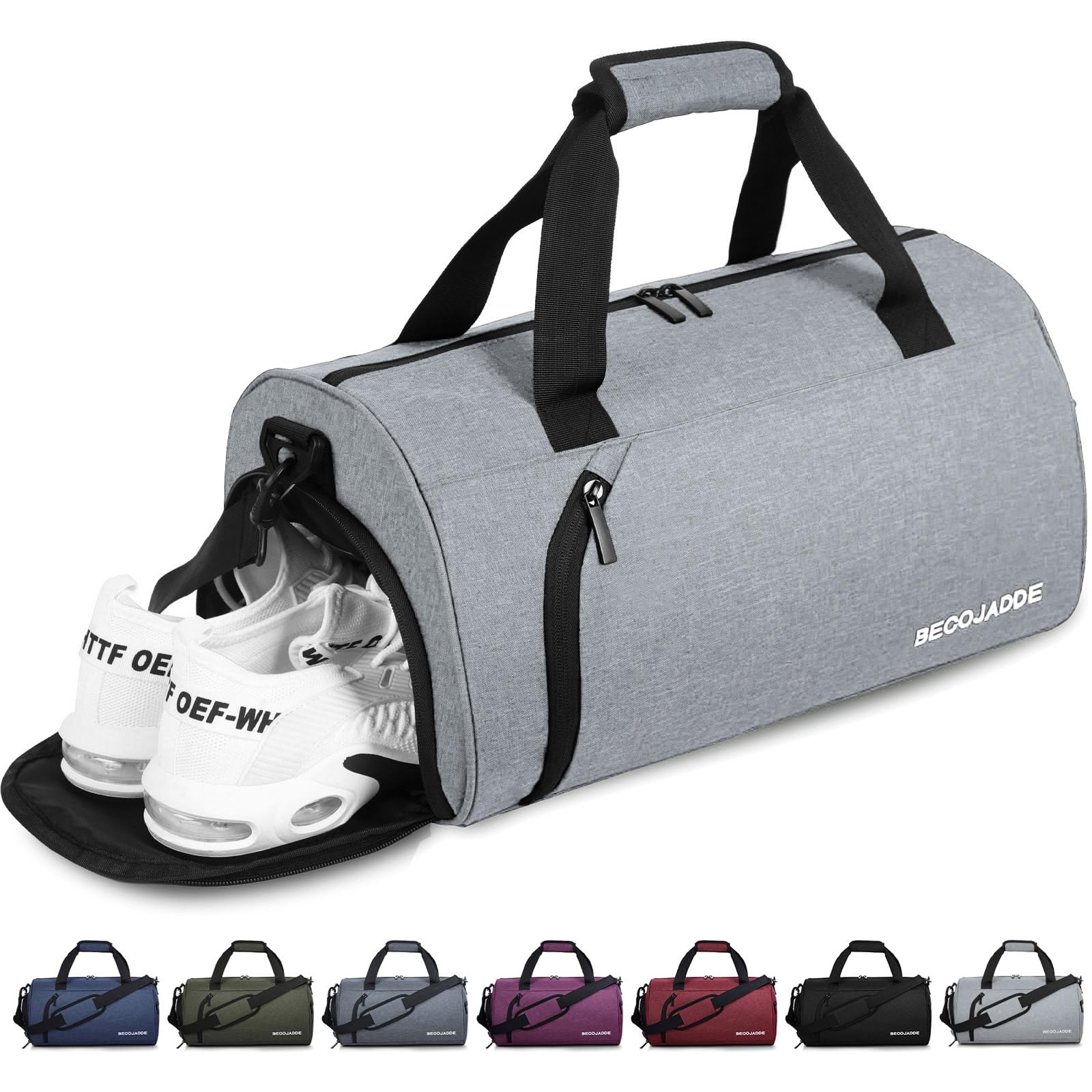 **Men's & Women's 25L Gym Bag with Shoe & Wet Compartment - Durable Sports Duffle Bag for Travel, Swimming, Fitness & Workout - Adjustable Shoulder Strap - Light Grey - Perfect for Gym, Travel & Sports Enthusiasts**