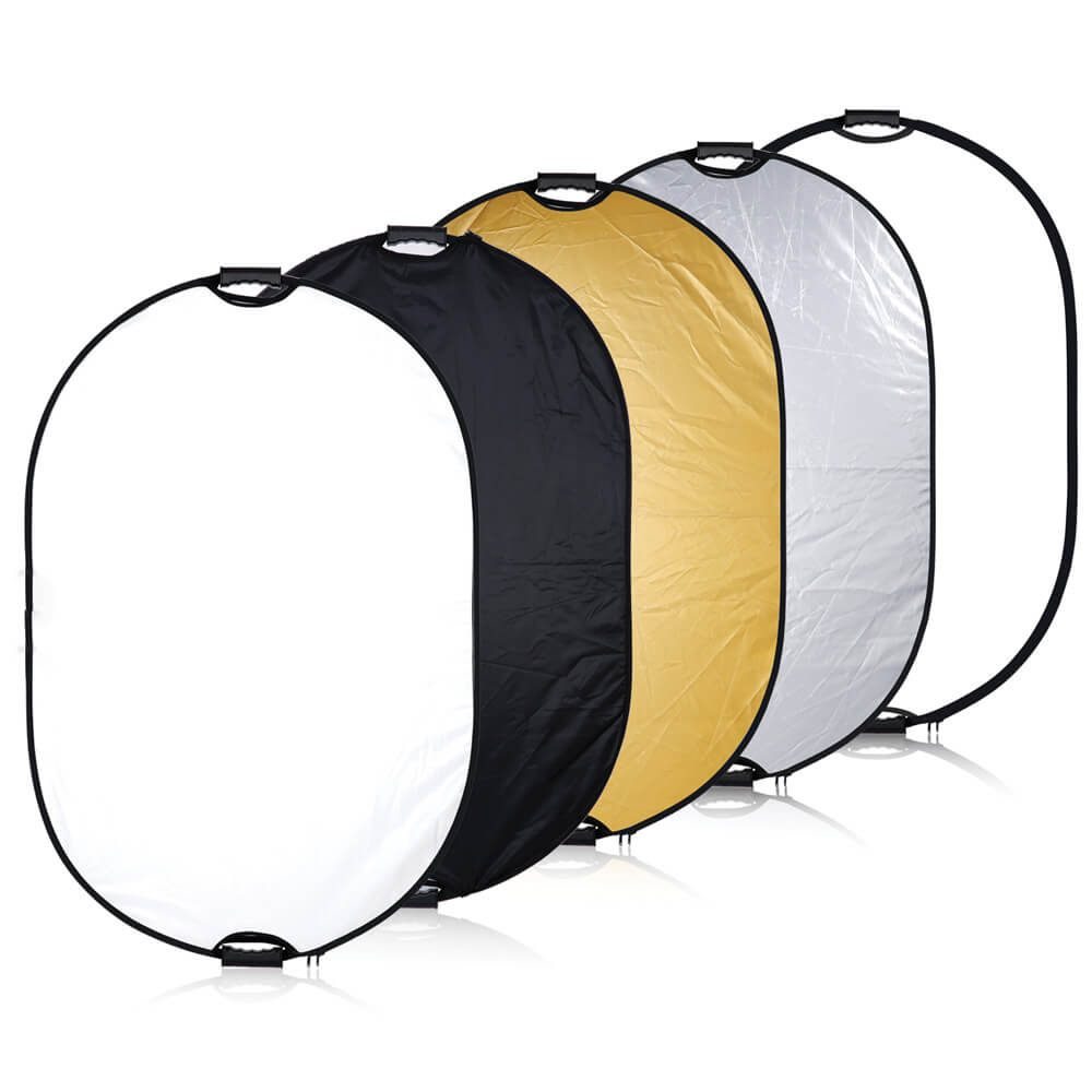 5-in-1 Foldable Light Reflector 100x150cm (39.3x59.0 inches) for Photography, Videography, Studio Lighting & Portrait Shooting - Professional Photo Studio Accessory