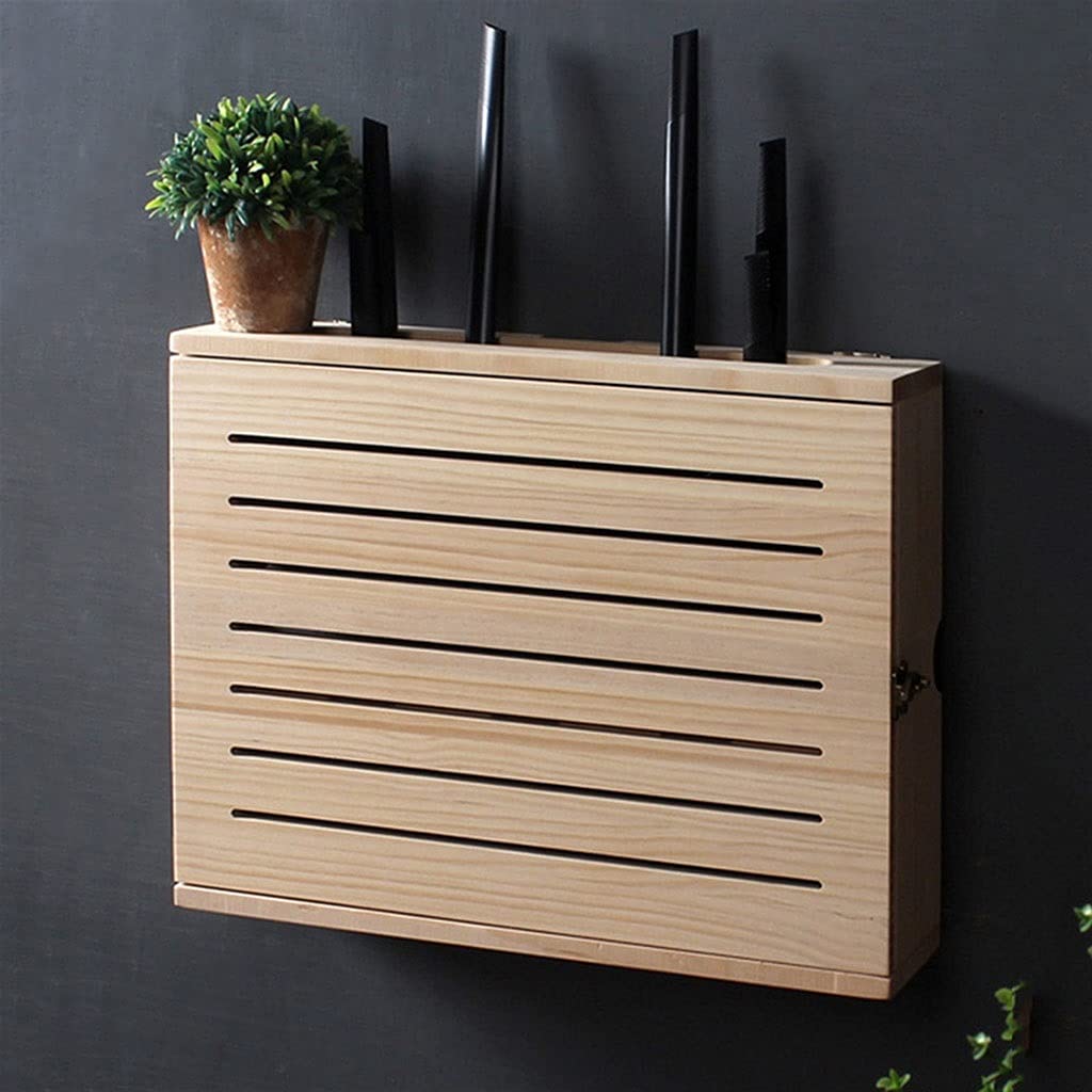 36.4×11.5×27.4cm Wireless Router Storage Box - Modern WiFi Shield Cabinet for Living Room, Home Office & Entertainment Center - Cable Management Solution for Routers, Modems & Networking Devices (Style B)