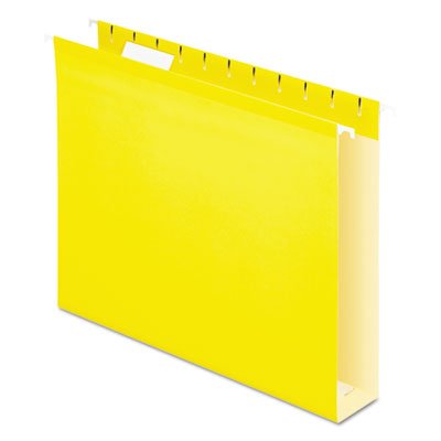 Reinforced 2-Inch Extra Capacity Hanging Folders - Letter Size, Yellow (25/Box) for Office Organization & File Storage