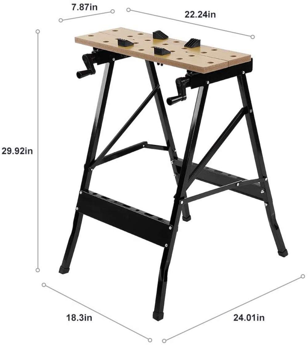 Multifunctional Folding Workbench with Quick Clamp Pegs & Tool Holders - Heavy Duty 220lbs Capacity Sawhorse for Carpenters, Builders & DIY Projects | Perfect for Workshop, Garage & Construction Sites