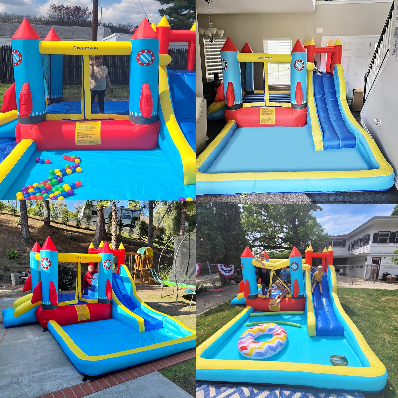 **AKEYDIY 13x12ft Inflatable Bounce House with Water Slide & Climbing Wall - Kids Bouncy Castle for Ages 3-12 | Perfect for Backyard, Pool Parties, Parks & Indoor Play**