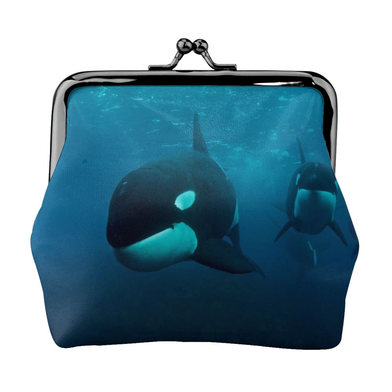 Vintage Killer Whale Coin Purse with Floral Clasp Closure - Women's Buckle Clutch Bag & Change Wallet for Everyday Use, Travel, and Gift Giving