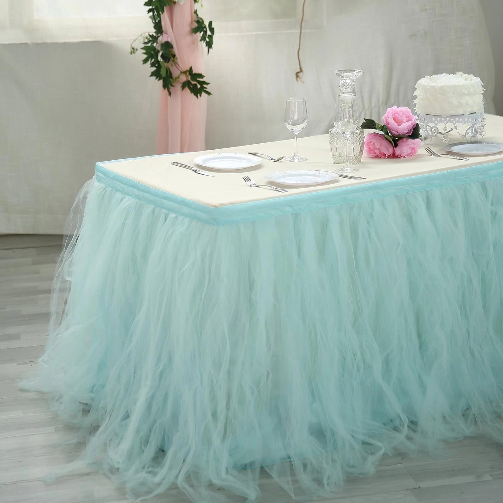 Elegant Multi-Layer Tulle Table Skirt for Weddings, Parties & Events - Decorative Table Covering for Banquet, Birthday & Special Occasions