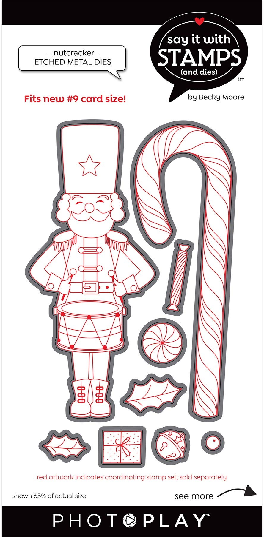 PHOTOPLAY SIWS Dies - Set of 9 Nutcracker & Candy Cane Christmas Scrapbooking Dies | Perfect for Holiday Cards, DIY Crafts, and Scrapbook Projects