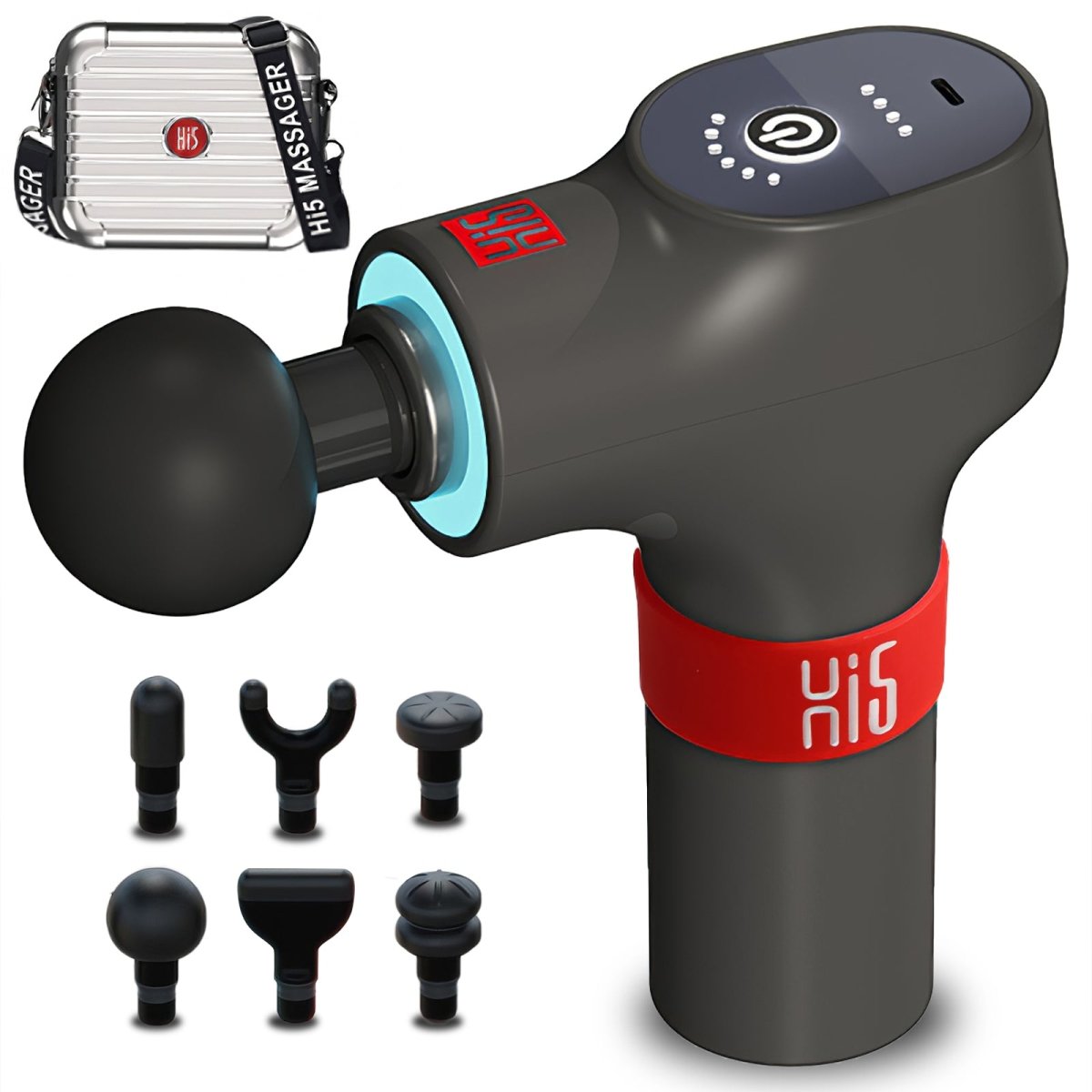 GreenLife Mini Massage Gun - 6 Speed Levels & 6 Interchangeable Heads for Muscle Recovery, Pain Relief & Relaxation | Perfect for Athletes, Gym Recovery & Home Use