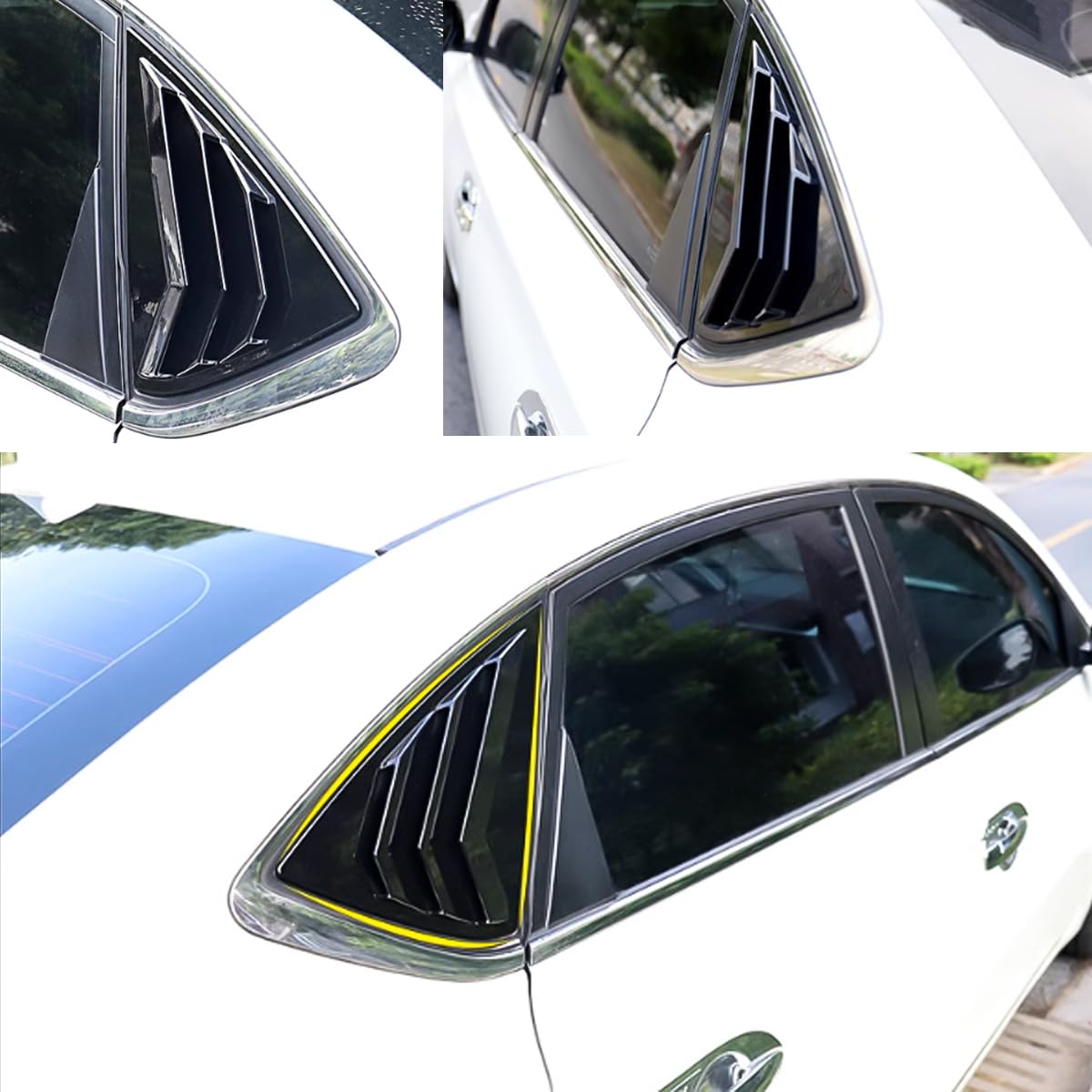 Nissan Sentra 2013-2019 Rear Side Window Louvers - Carbon Fiber Air Vent Scoop Shades (2PCS) | Sporty Exterior Accessories | Enhances Style & Sun Protection for Daily Driving & Car Shows