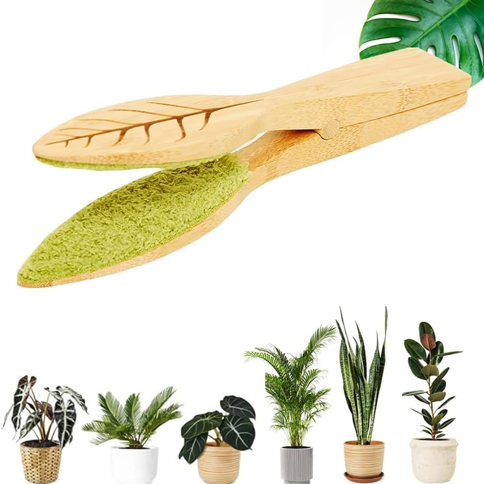 Leaf Cleaning Tongs for House Plants - Dual-Sided Leaf Lint Cleaner with Ergonomic Leaf-Shaped Design | Perfect for Indoor Plants, Succulents, and Tropical Foliage Care