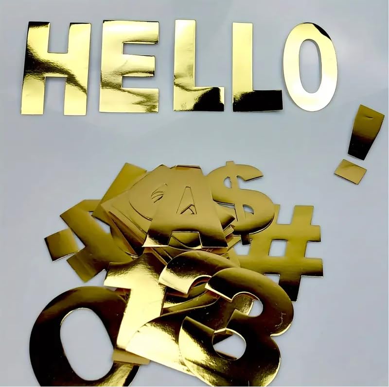 RHAWOM 4 Inch Gold Self-Adhesive Letter Stickers - Removable Alphabet, Numbers & Symbols for DIY Crafts, Wall Decor, Scrapbooking & Party Decoration (123 Sheets, Capital Letters)