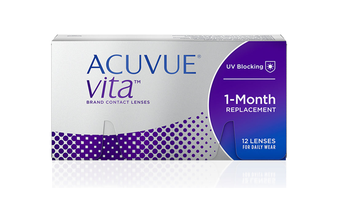 Acuvue Vita Contact Lenses 6 Pack (Monthly Disposable) for Dry Eyes & UV Protection - Perfect for Daily Wear, Sports, and Outdoor Activities