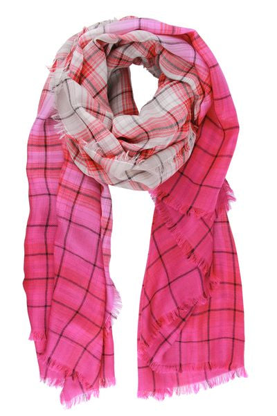 Queens Plaid Ombre Scarf - Soft Winter Fashion Accessory for Women, Stylish Wrap Shawl for Fall & Christmas Outfits, Perfect Gift for Her