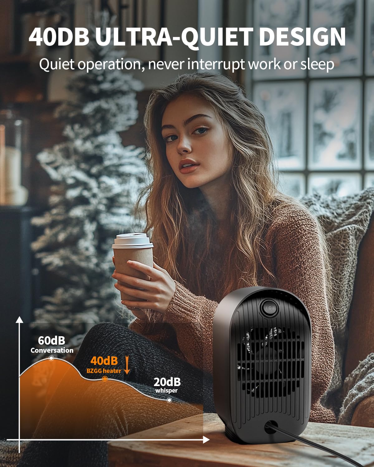Portable Space Heater with Fast 2S Heating - PTC Ceramic Electric Heater with Tip-Over & Overheat Protection | Compact Desk Heater for Office, Bedroom & Indoor Use (Black) | Perfect for Winter Warmth & Energy-Efficient Home Heating