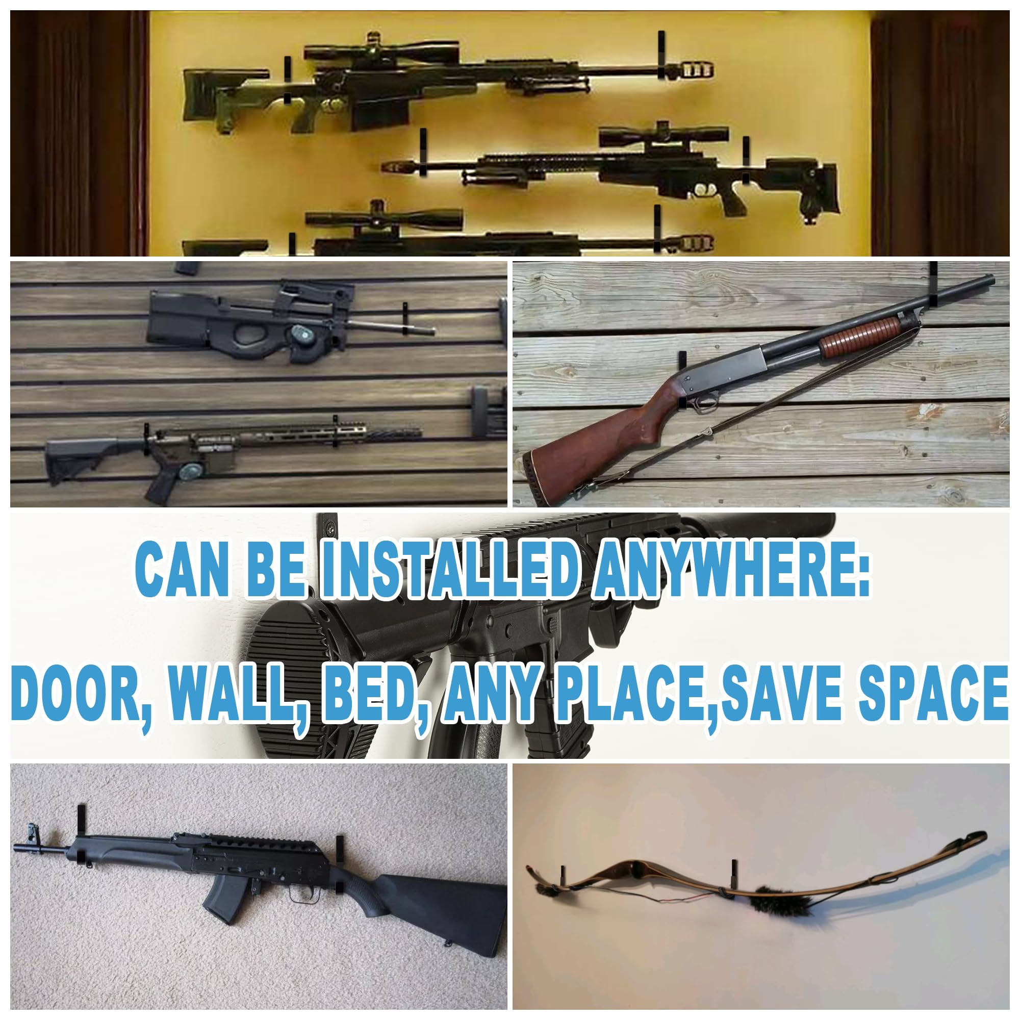 TRIPLE DEER Heavy Duty Steel Gun Rack - Wall Mounted Shotgun & Rifle Storage Hook with Soft Padding - Horizontal Hanger for Firearms, Bows & Swords - Secure Weapon Display & Organization for Hunting Cabin, Gun Room or Home Armory
