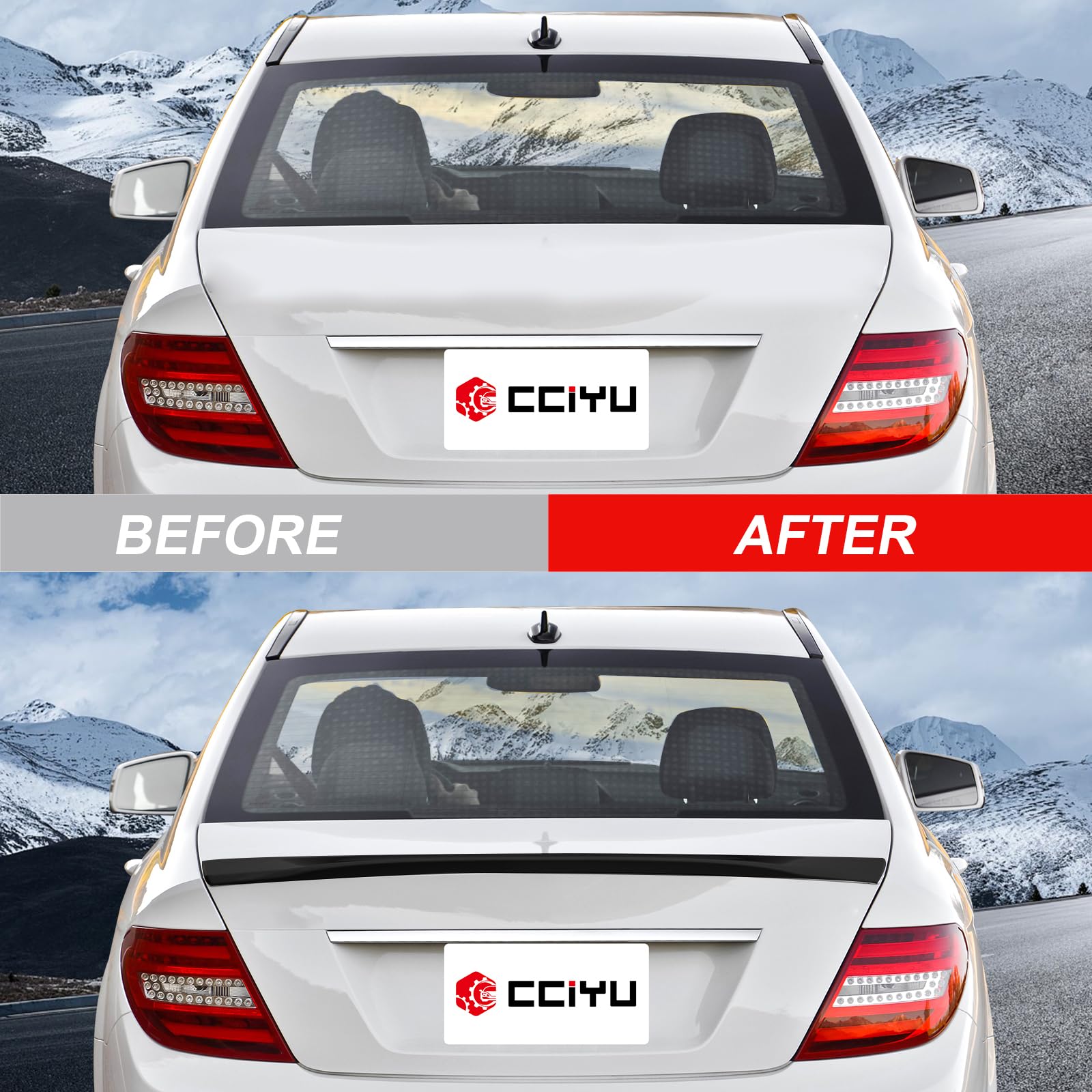Glossy Black Carbon Fiber Rear Spoiler Wing for 2011-2014 Mercedes-Benz C180 - Stylish Trunk Spoiler Accessory | Enhances Aerodynamics & Sporty Look for Street Racing & Car Shows