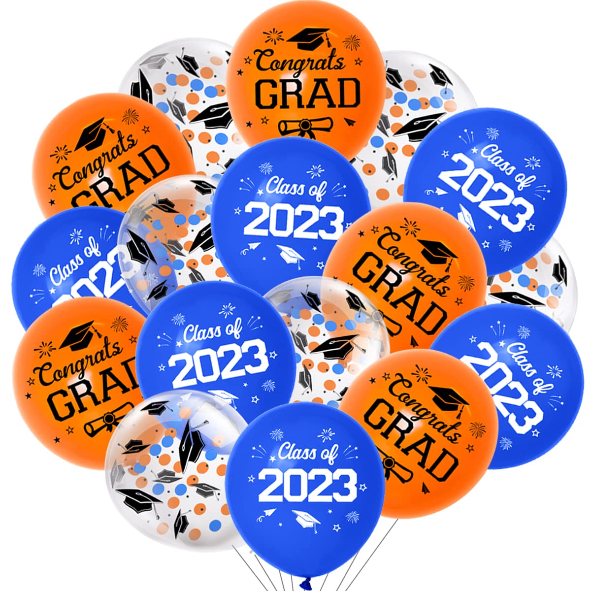 36 Pieces 12 Inch Graduation Party Latex Balloons - Orange & Blue Class of 2023 Congrats Grad Balloon Decorations for Graduation Ceremony, Party Supplies, Indoor & Outdoor Decor - Perfect for Graduation Parties, School Events & Photo Backdrops