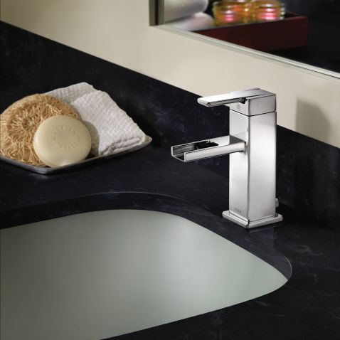 90 Degree Single Hole Bathroom Faucet with Open Trough Spout - Chrome Finish S6705 by Moen | Perfect for Modern Vanities, Powder Rooms & Small Bathroom Sinks