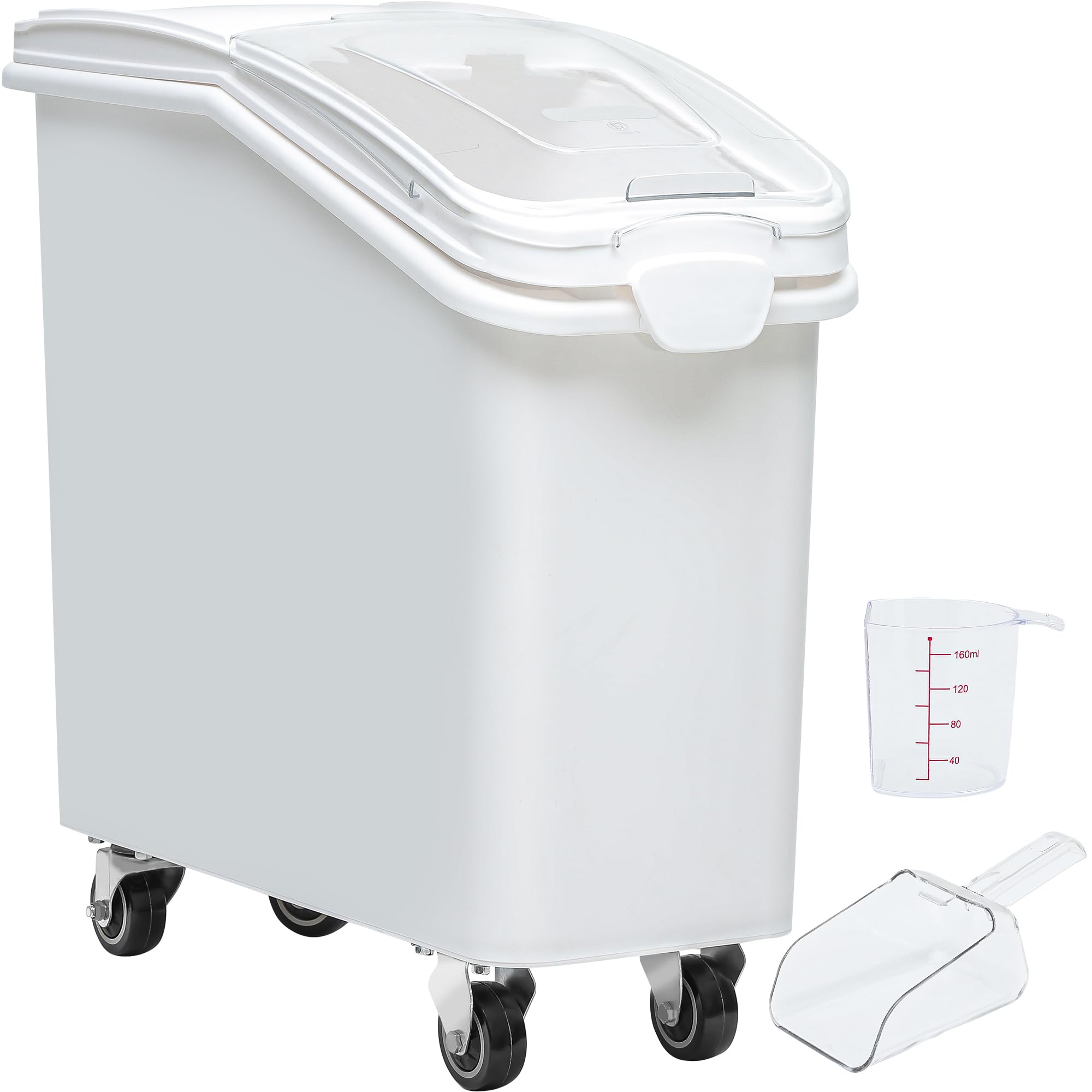 YITAHOME 50L Large Ingredient Storage Bin with Wheels - Commercial Rice Container with Scoop, Lid & Scale - Bulk Flour Bin for Kitchen Pantry Organization - Ideal for Restaurants, Bakeries & Home Kitchens