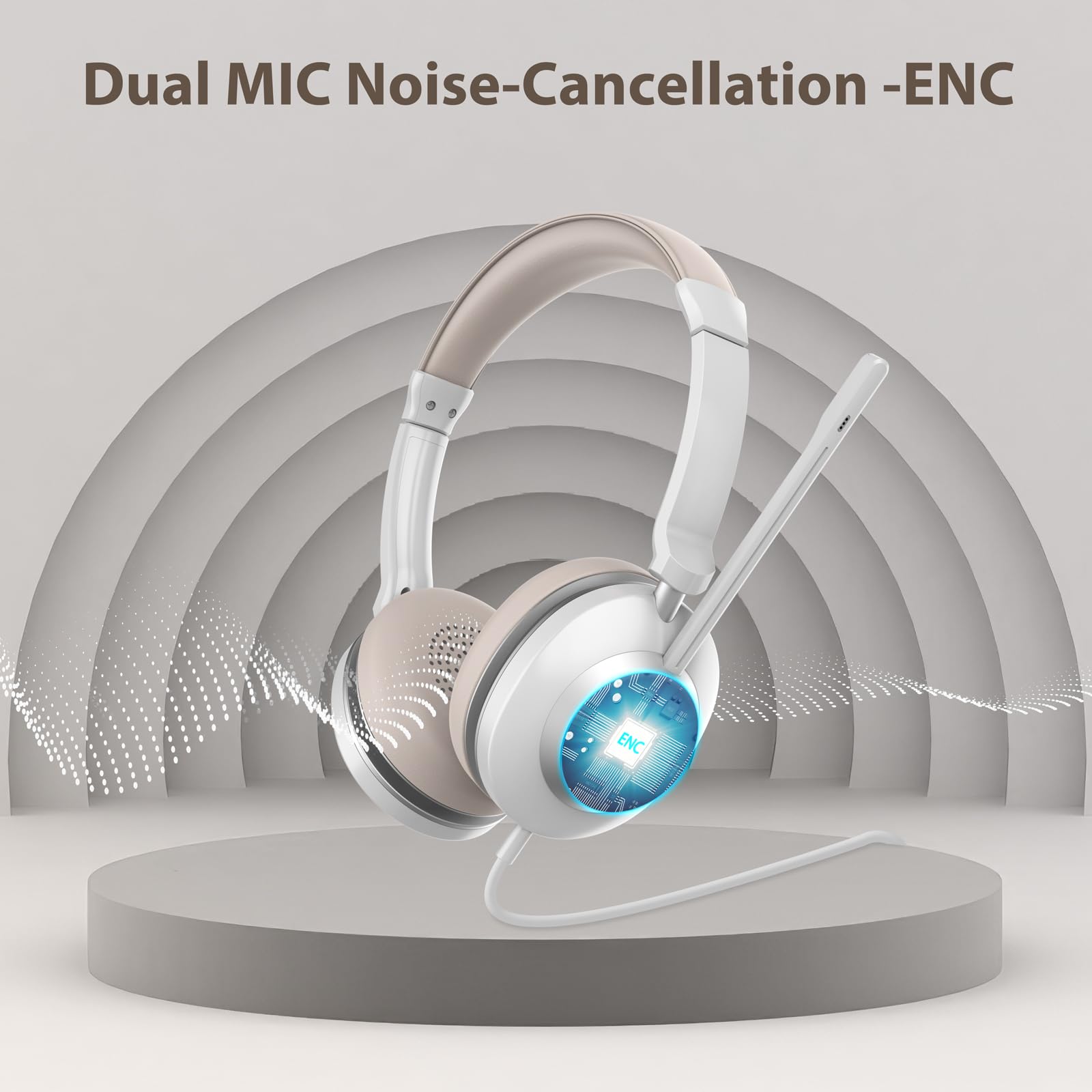 Noise Cancelling USB Headset with Microphone for PC & Laptop - Wired Computer Headset with In-line Volume Control & Mute Button, Includes USB-C Adapter for Office Work, Video Calls, Gaming & Online Meetings (Teams/Zoom/Skype)