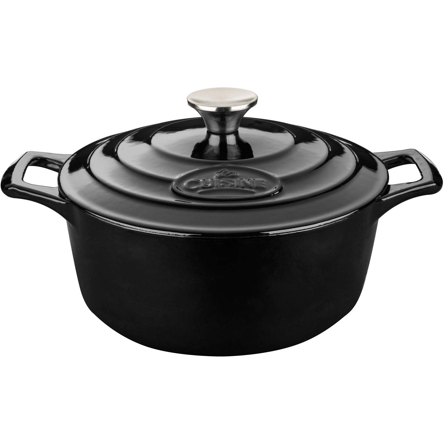 Premium 5 Qt Black Enameled Cast Iron Dutch Oven - Heavy Duty Round Casserole Pot for Baking, Braising, Roasting & Slow Cooking - Perfect for Soups, Stews & Bread Making