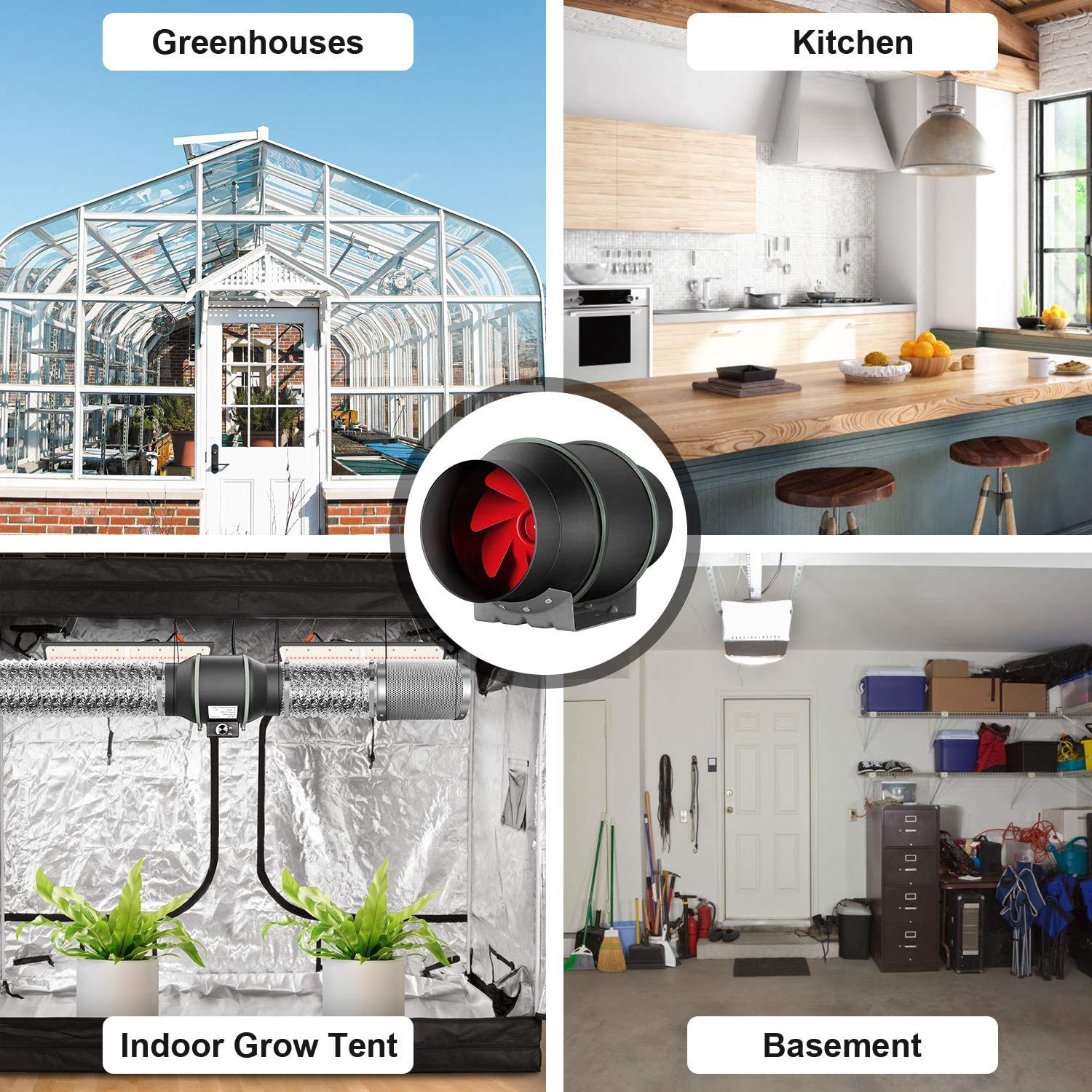 HealSmart 6 Inch Inline Duct Fan with Rotating Button Control - High CFM Ventilation Exhaust Fan for HVAC, Grow Tents, Hydroponics & Indoor Gardening | Perfect for Home, Greenhouse & Commercial Use