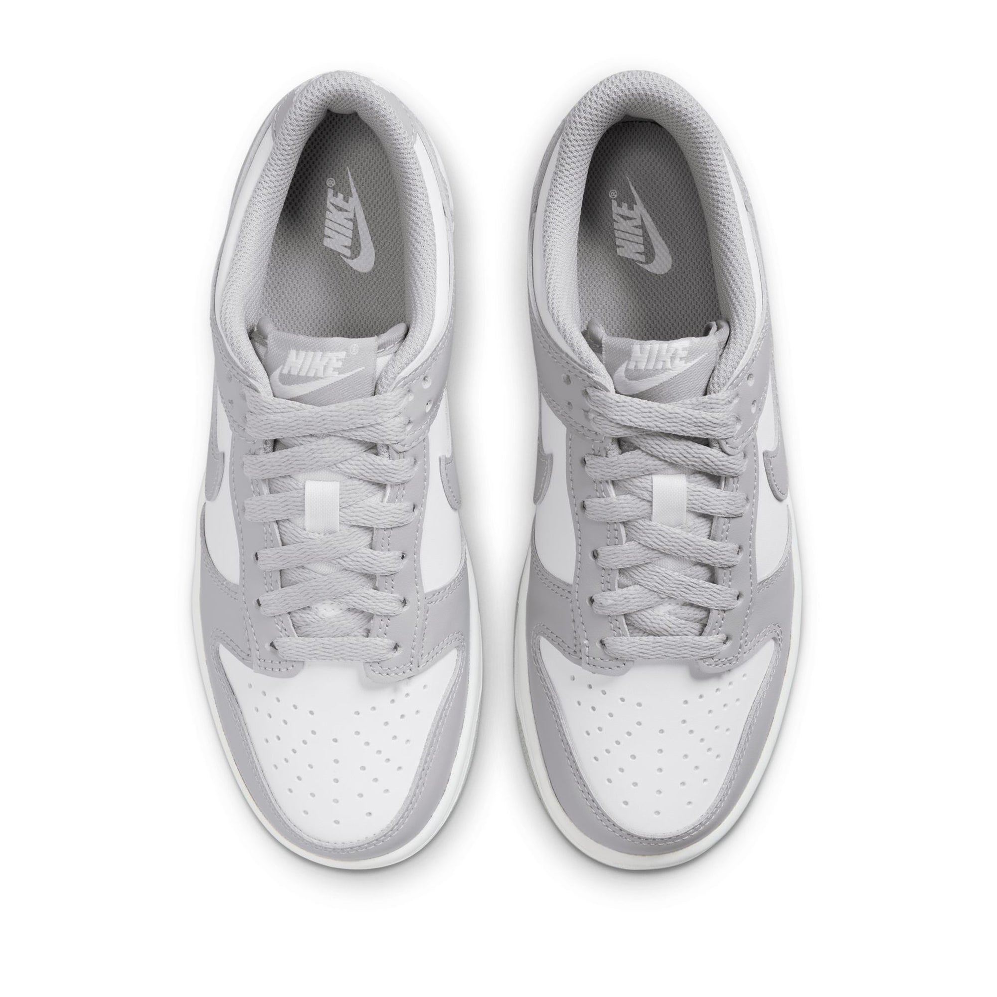 Nike Dunk Low GS Sneakers for Kids - White & Light Smoke Grey - Casual & School Shoes for Boys and Girls