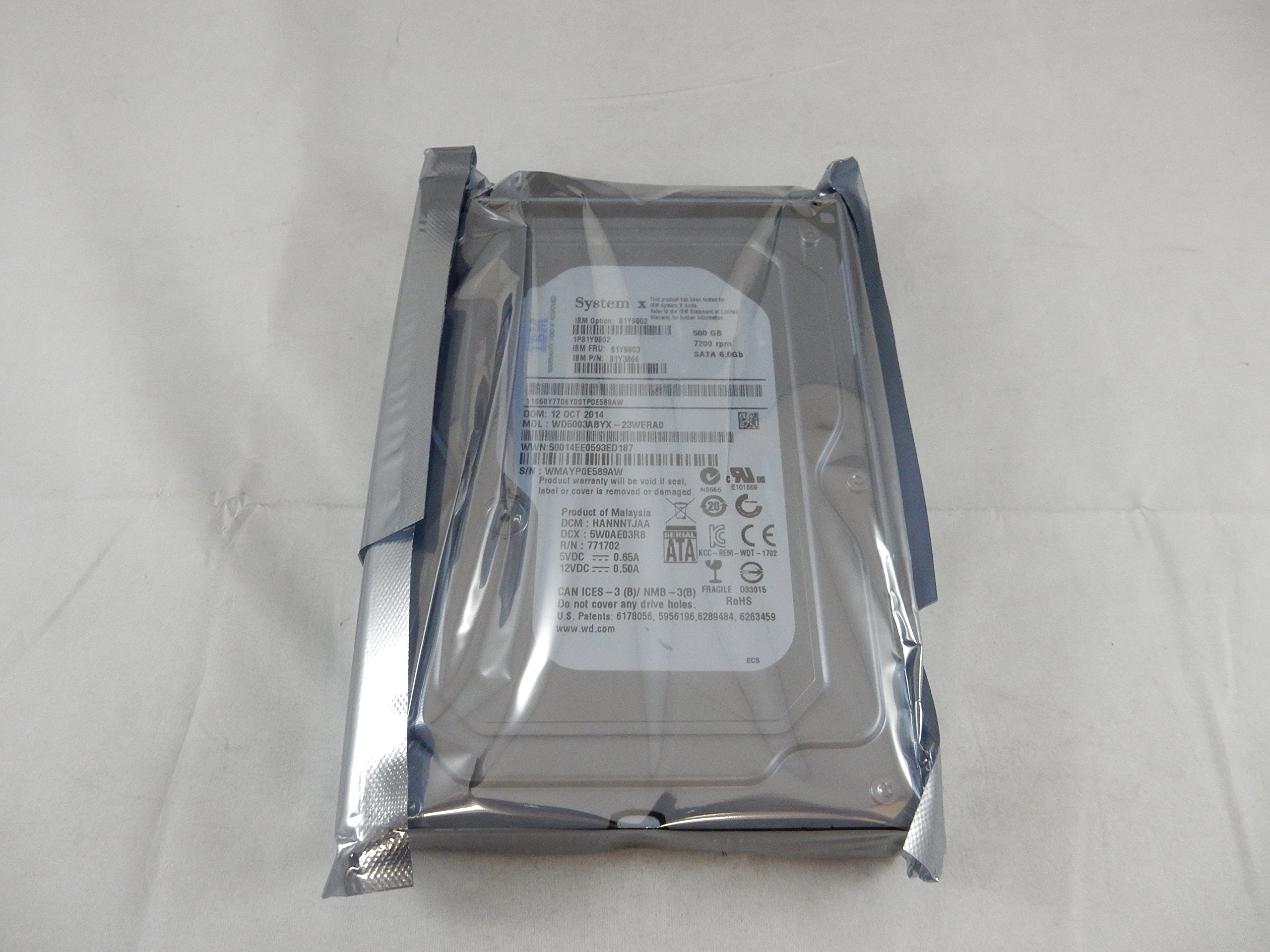 IBM 3.5-Inch 500GB Internal Hard Drive with 2MB Cache (Model 81Y9802) - Perfect for Desktop Computers, Data Storage & Server Upgrades