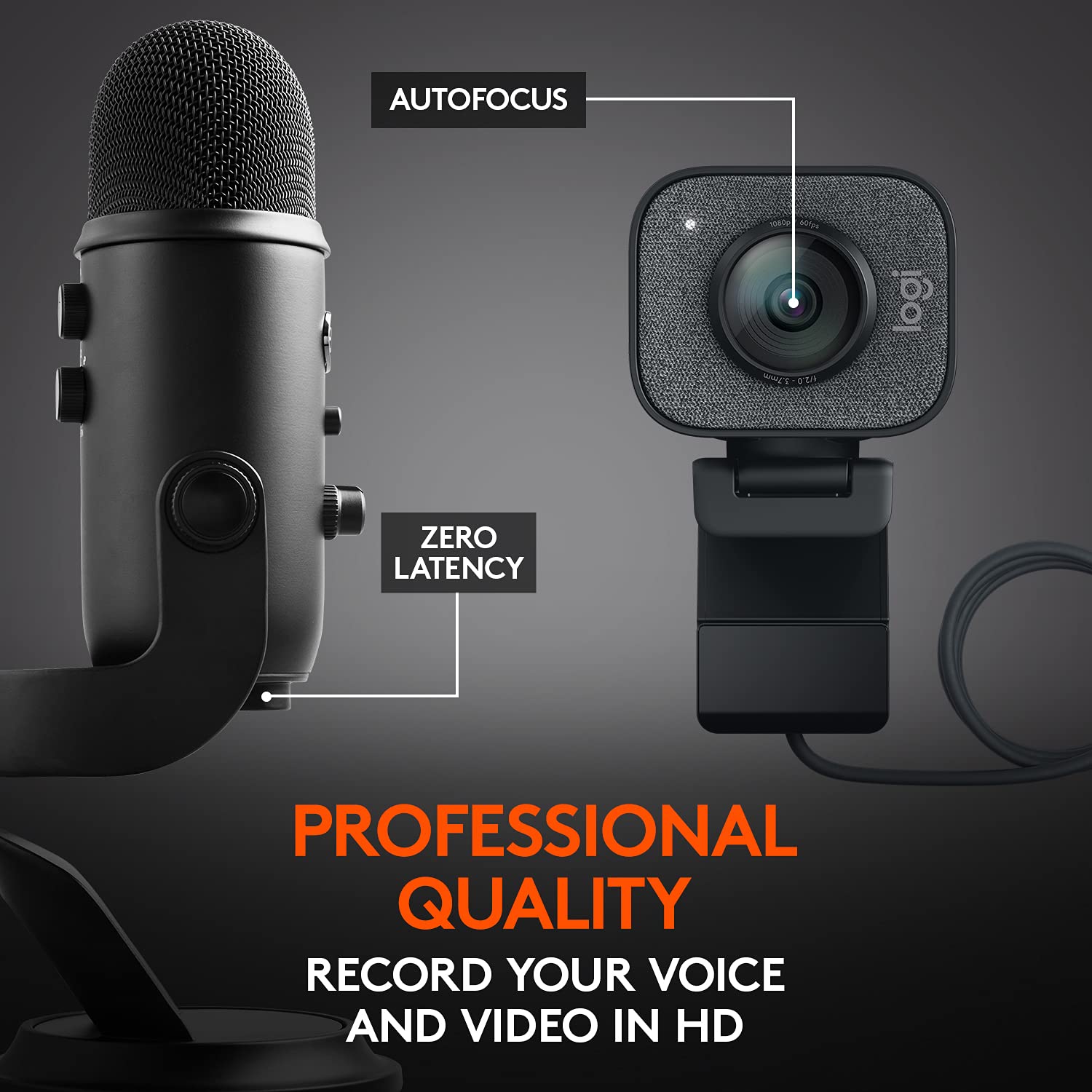 Blue Yeti Professional USB Microphone & Logitech StreamCam Webcam Bundle - Premium Streaming Kit for Podcasting, Gaming & YouTube Content Creation