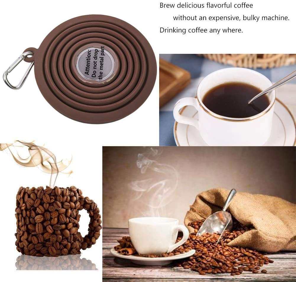 Collapsible Silicone Coffee Dripper - Reusable Pour Over Filter for Camping, Hiking & Home Brewing