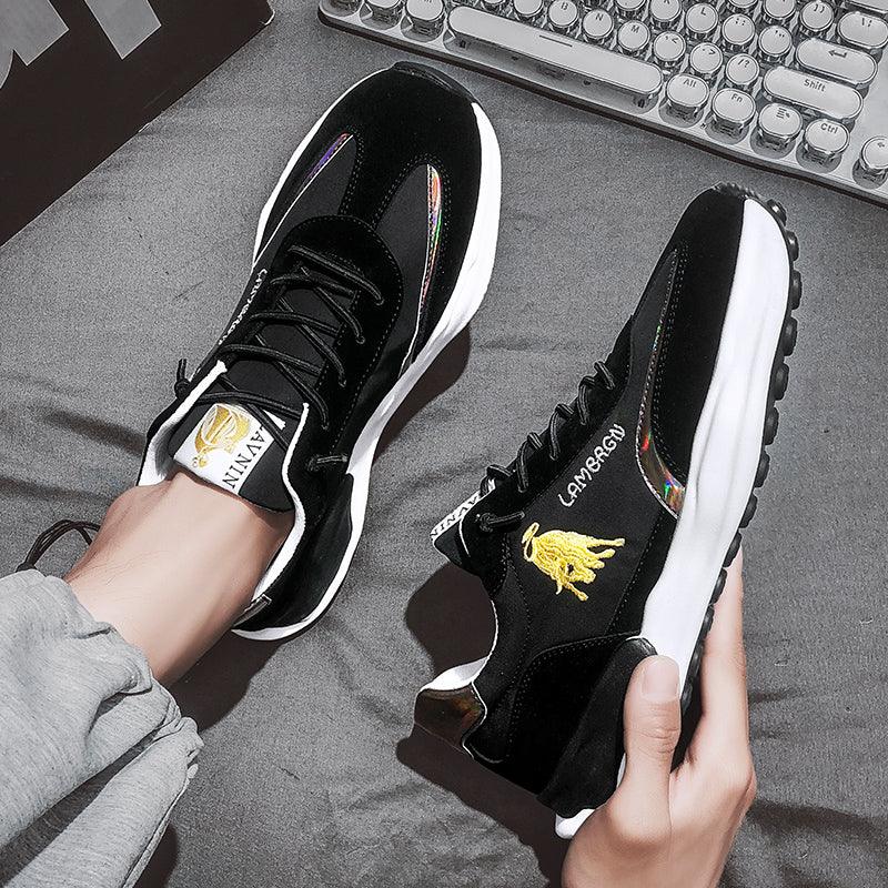 Breathable Cloth Casual Shoes for Men - Trendy Thick Sole Sneakers with Color Matching Design | Perfect for Walking, Running & Everyday Wear