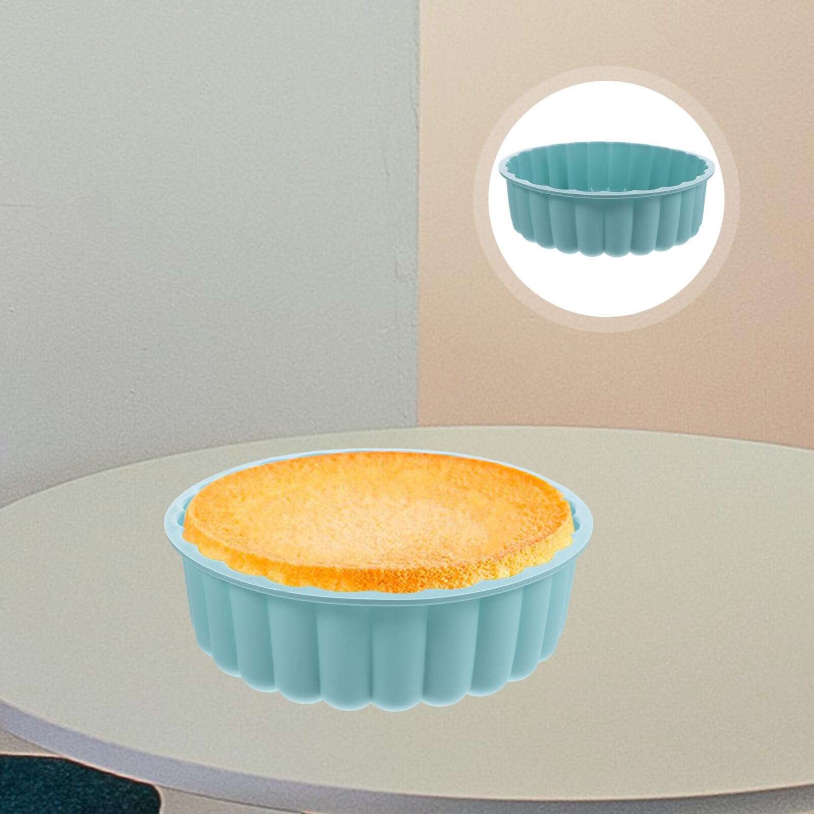 Premium Food-Grade Silicone Round Cake Pan (Sky Blue) - Non-Stick Baking Mold for Cakes, Bread, Desserts & Ice Cream | Perfect for Home Baking, Party Treats & Professional Kitchen Use