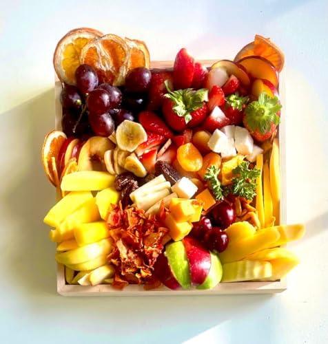 Gluten Free Charcuterie Board for Fruit Lovers - Assorted Dried Apricots, Strawberries, Plant-Based Cheese & More | Large 18x14 Inch Serving Tray | Perfect for Parties, Picnics & Vegan Snacking