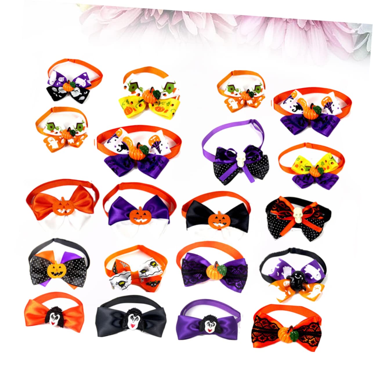 Kisangel 3-Pack Adjustable Dog Collars for Medium Dogs - Bowknot Collar with 20 Halloween Accessories | Perfect for Pet Costume Parties & Holiday Dress Up