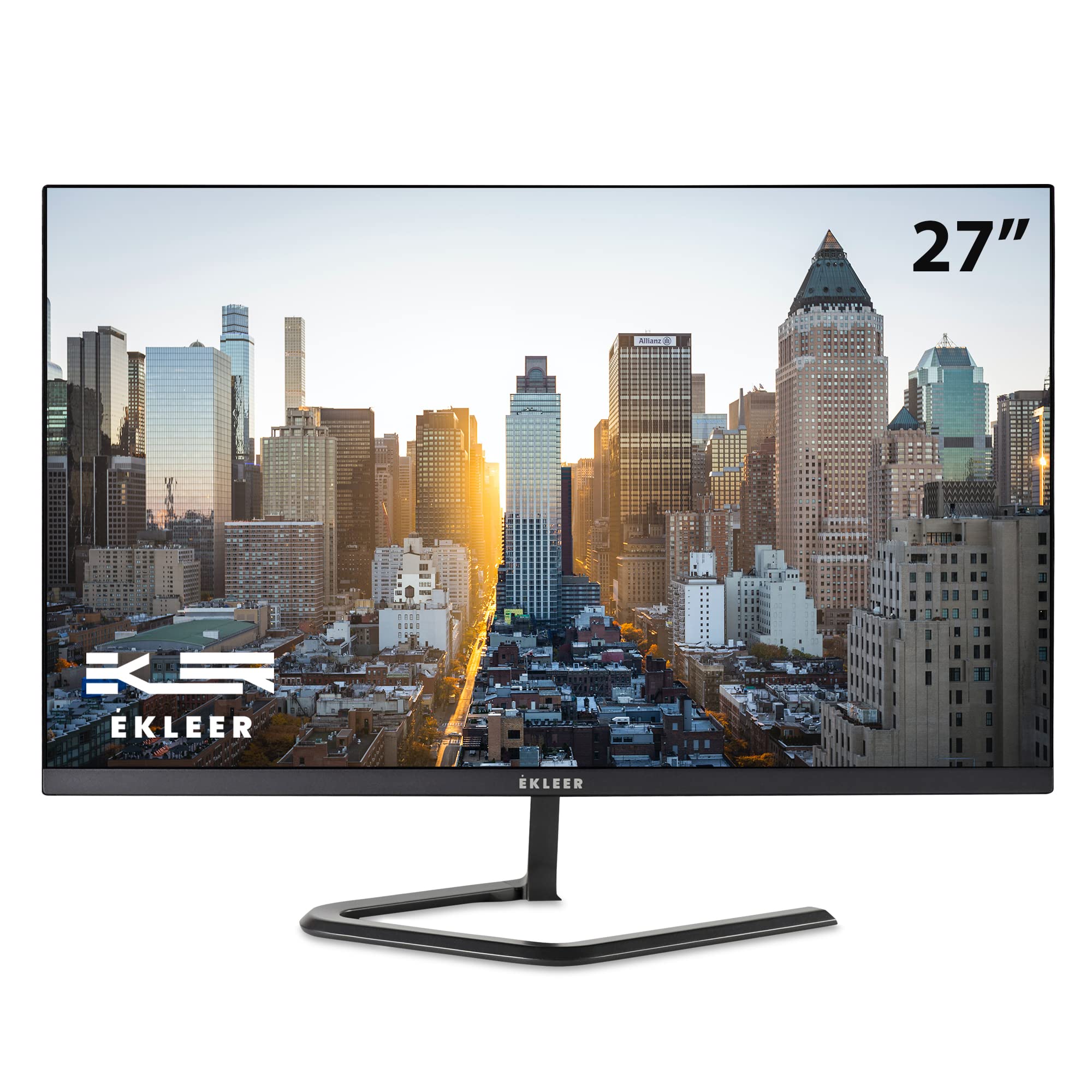 EKLEER 27-inch Ultra Thin Bezel Computer Monitor - FHD 1080p IPS Display with HDMI & USB Type-C, 75Hz Refresh Rate, Built-in USB Hub, Fast Charging - Compatible with iPhone 15/Pro/Max & MacBook Air/Pro - Perfect for Home Office, Gaming & Multimedia Entertainment