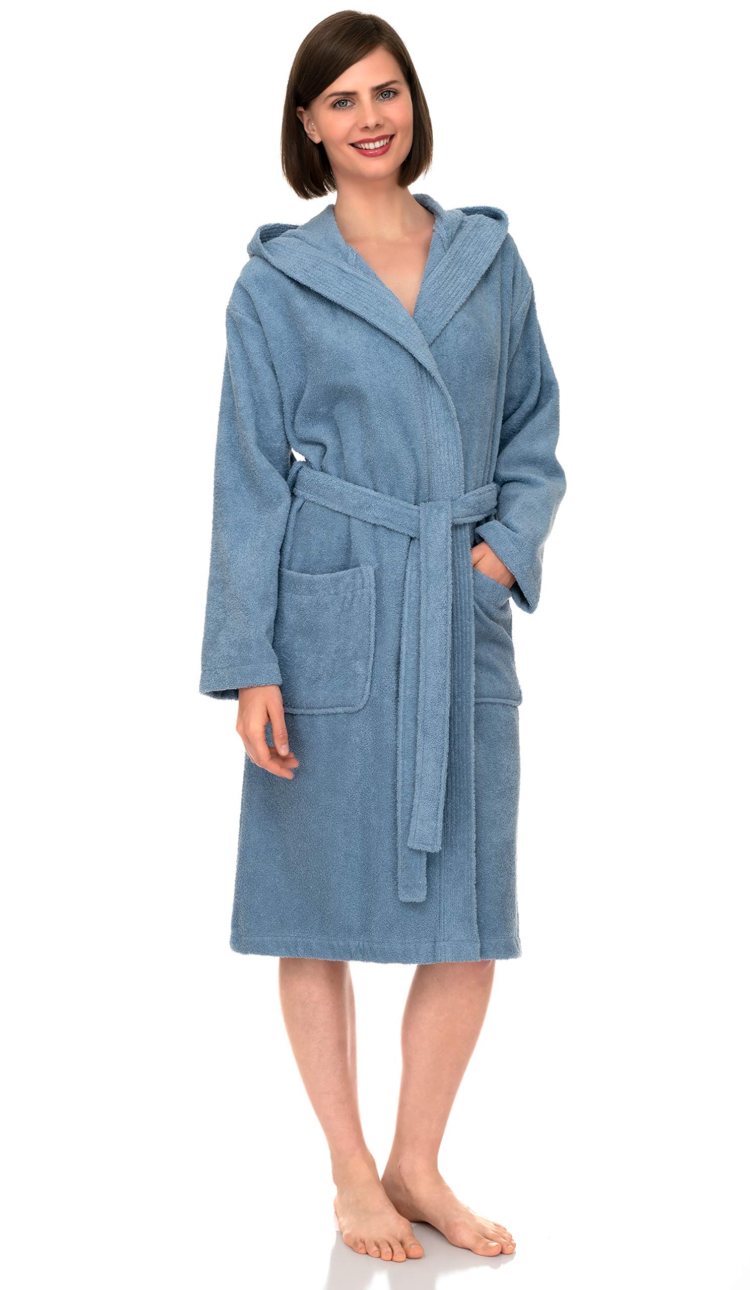 Premium Cotton Hooded Bathrobe for Women - Soft Terry Cloth Robe with Pockets, Sizes XS-3X | Cozy Spa, Lounge & Post-Shower Wear | TowelSelections Women's Robe