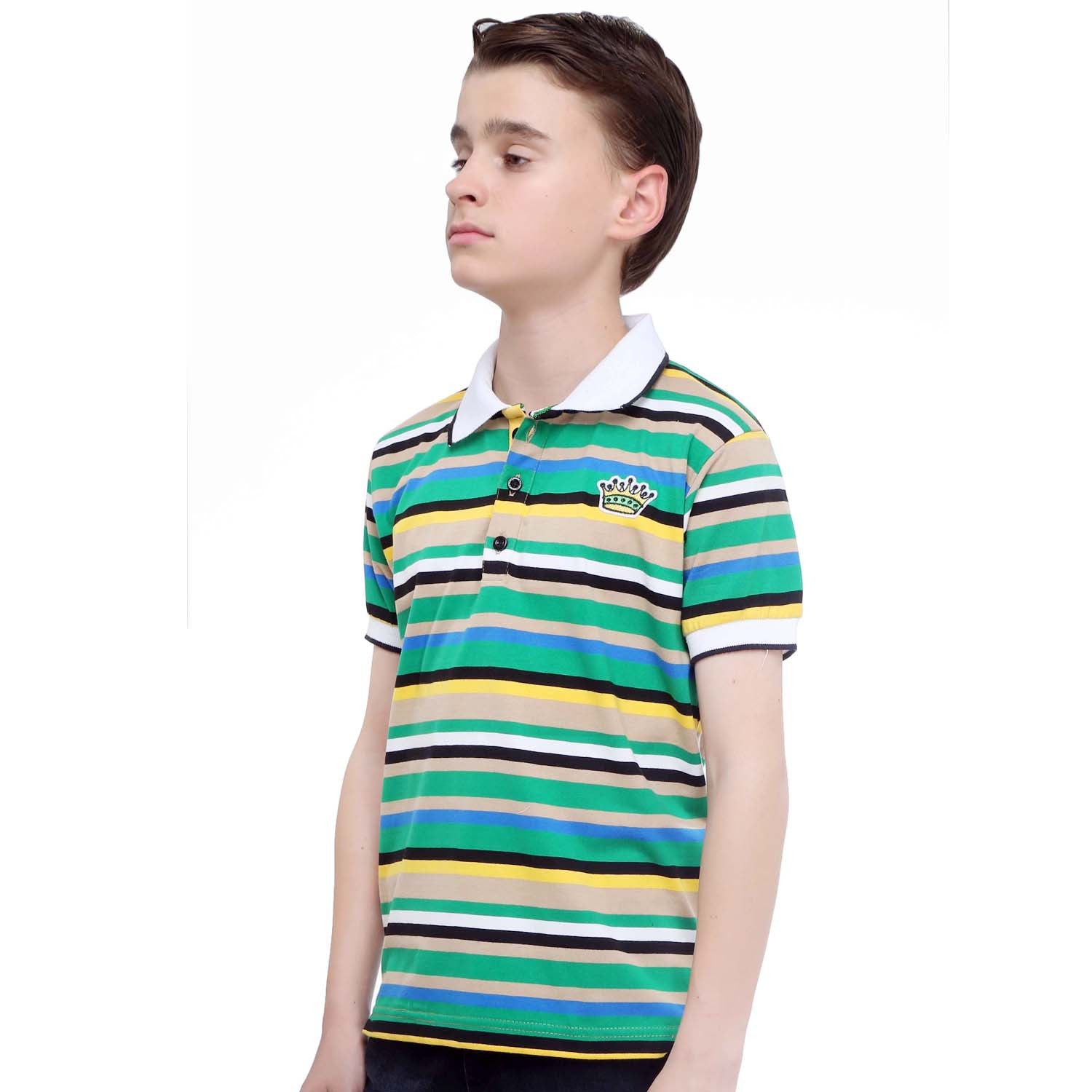 Trendy Green Striped Polo T-Shirt for Men | MashUp Super Stripes Collection | Perfect for Casual Wear, Golf & Summer Outfits