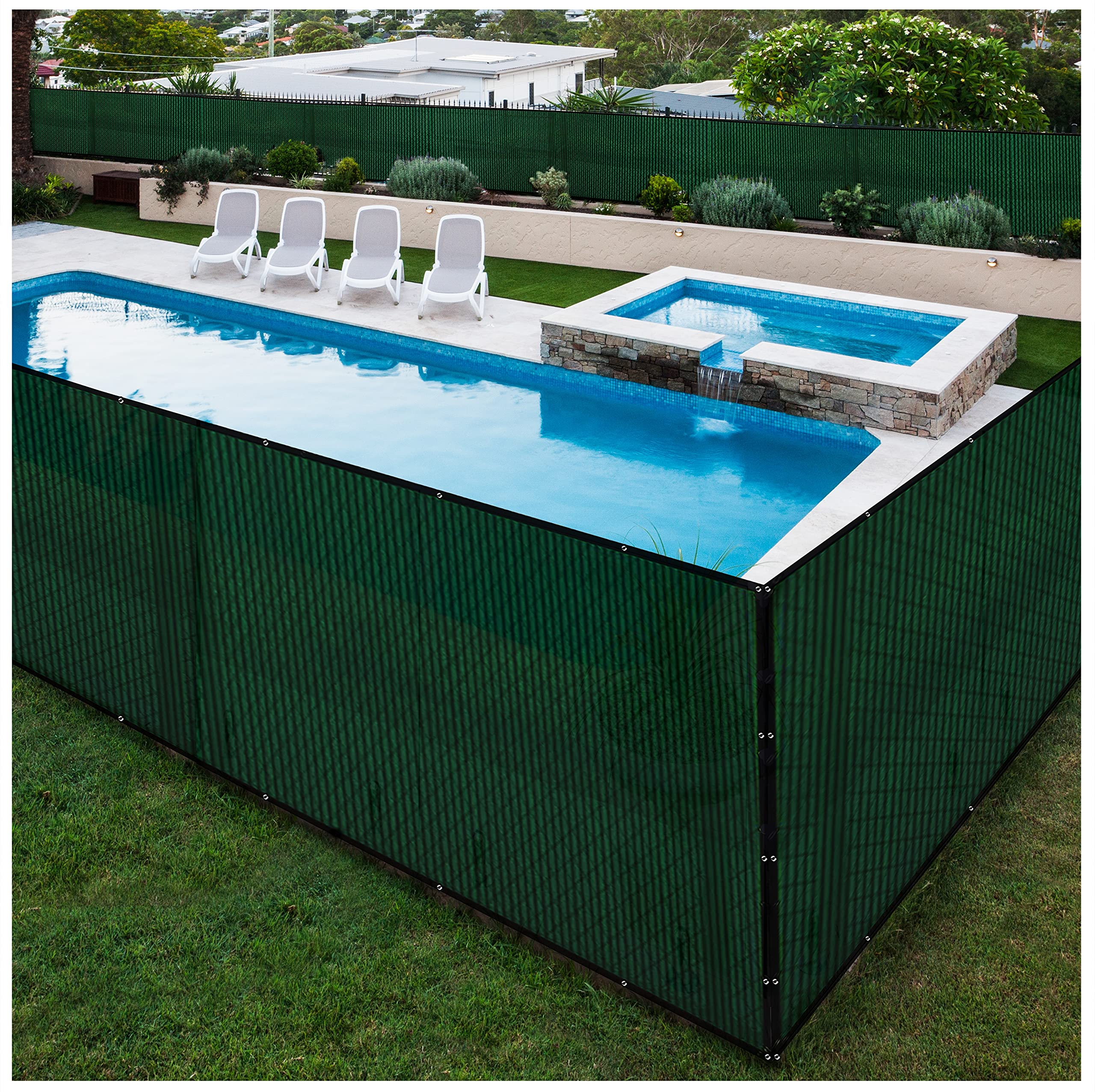 Boen 4' x 50' Green Backyard Privacy Screen Fence Cover - Instant Outdoor Windproof Shade Solution for Metal, Chain Link, Wood & Plastic Fences - Perfect for Patio, Deck, Pool Area & Garden Privacy Protection