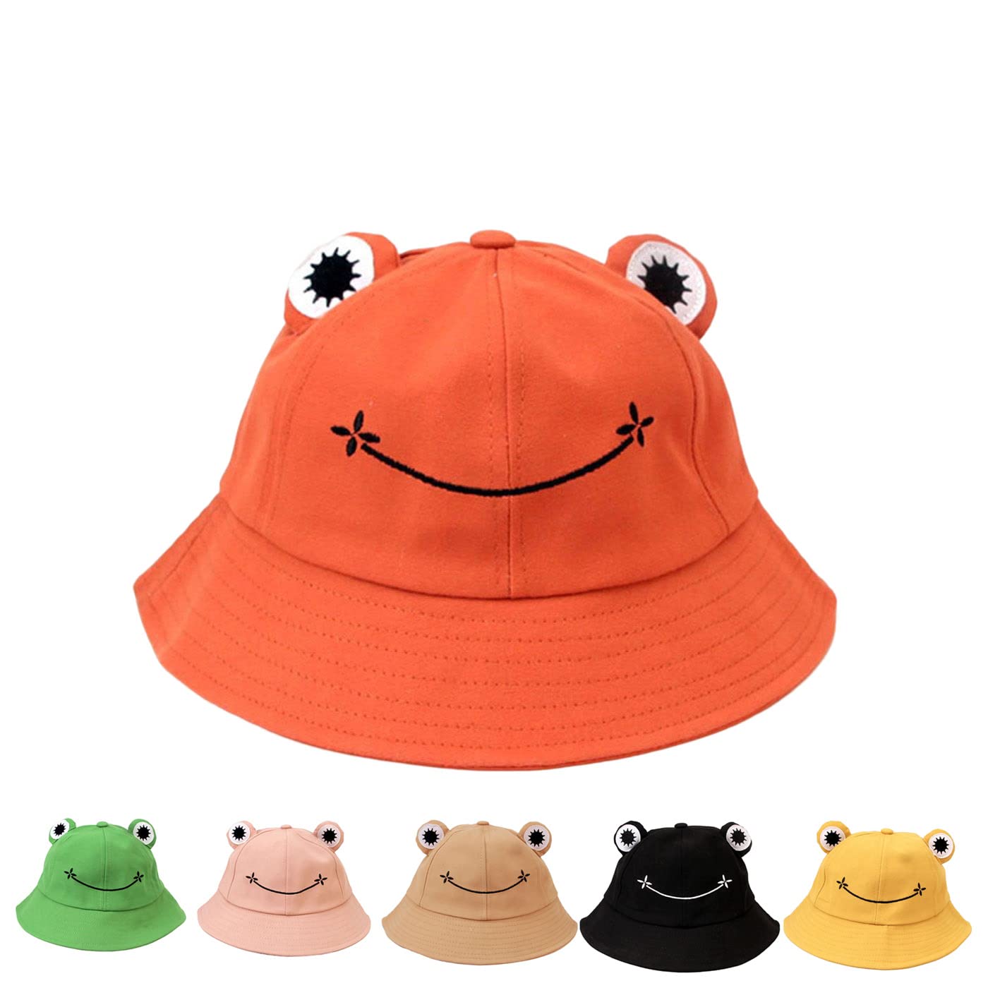 LELEBEAR Cute Frog Bucket Hat for Adults & Teens - Cotton Funny Fisherman Hat for Men & Women - Perfect for Summer Beach, Outdoor Adventures & Cosplay