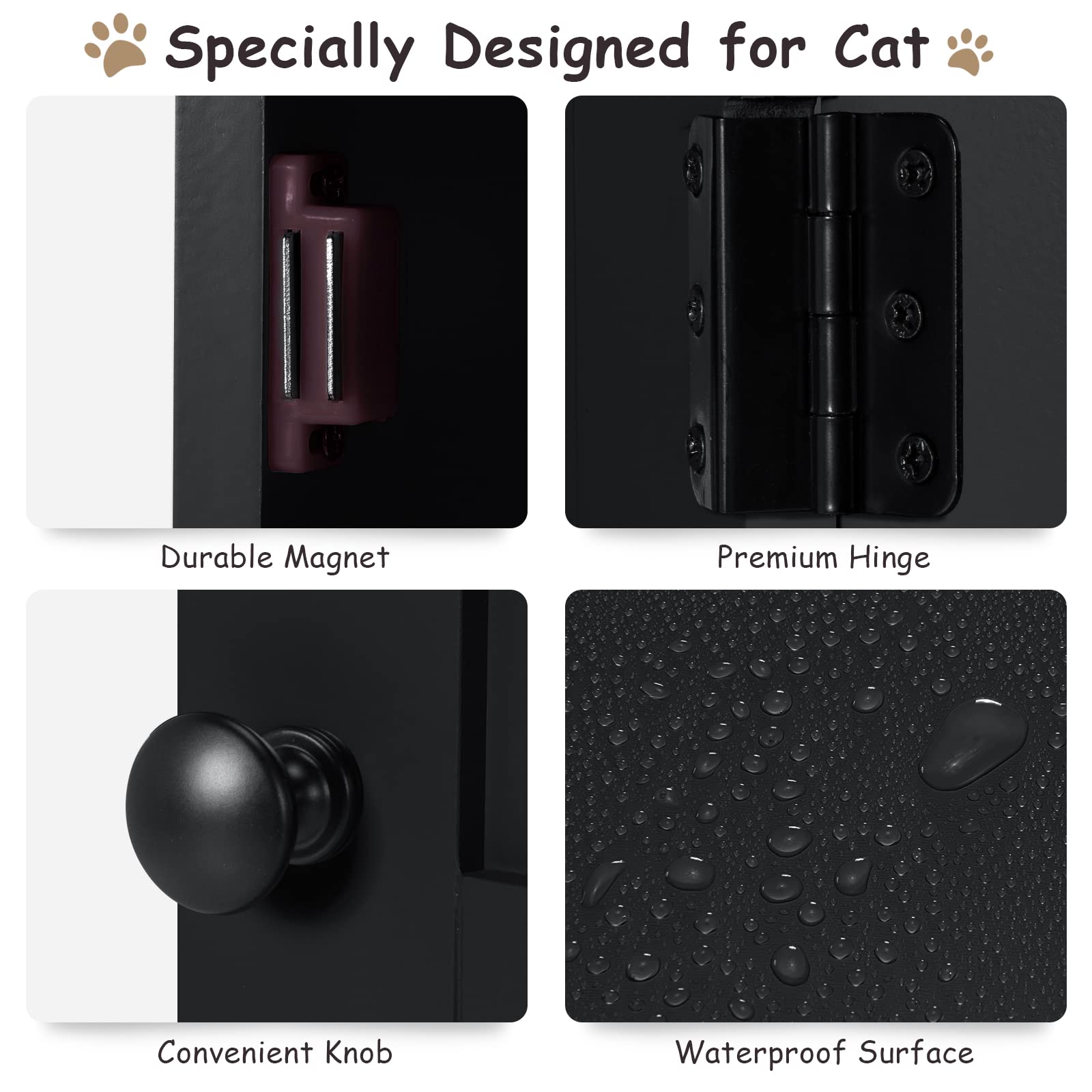 Tangkula 2-Tier Cat Litter Box Enclosure - Hidden Cat Washroom Furniture with Privacy Design, Anti-Toppling Device & Ventilation for Large Cats (Black) | Perfect for Home, Apartment & Pet-Friendly Spaces