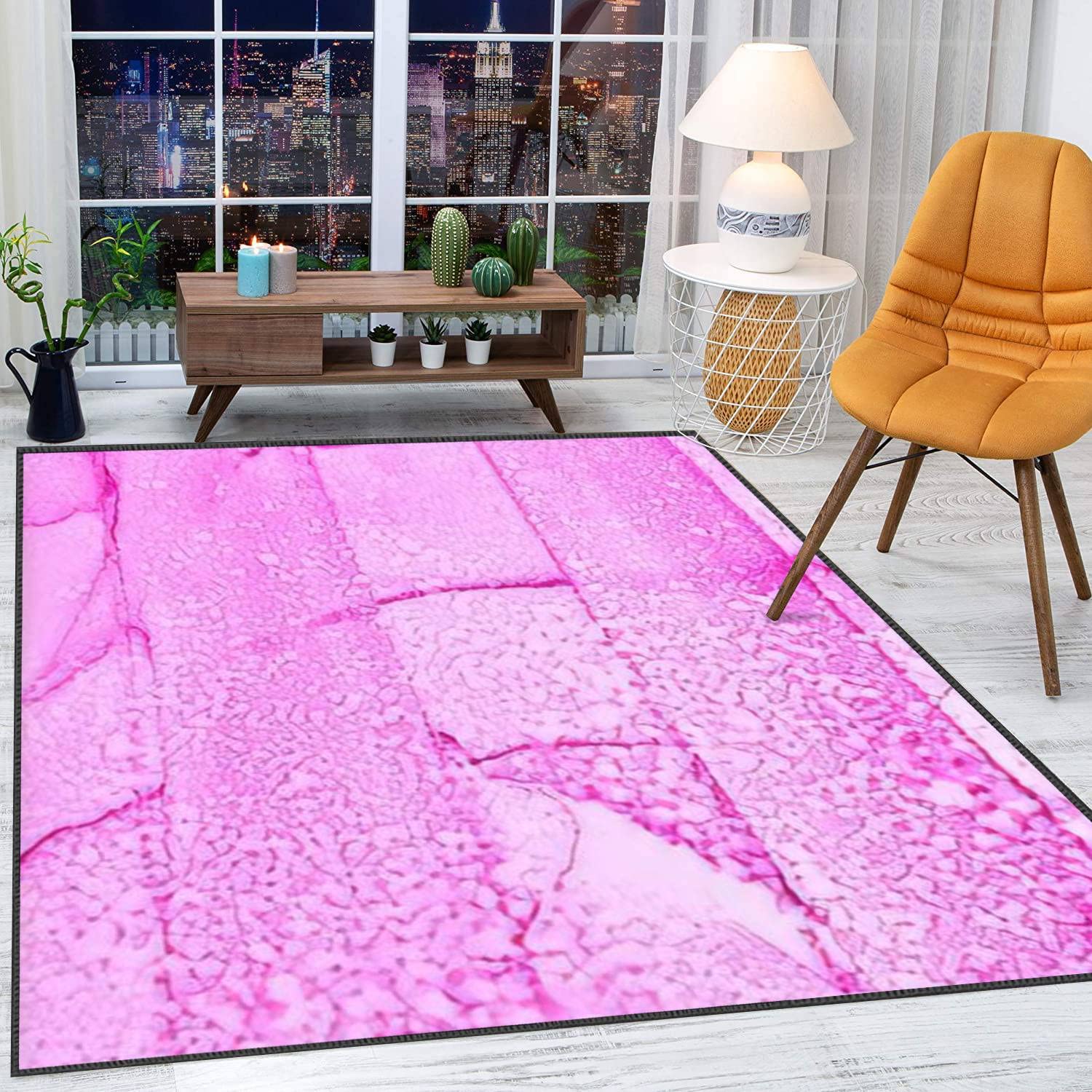 Modern Soft Home Large Area Rug - Valentine Alcohol Ink Purple Silk Surface with Pink Subtle Flow, Non-Slip Carpet for Living Room, Bedroom, Playroom | Boys & Girls Home Decor | Perfect for Cozy Family Gatherings & Kids Play Areas
