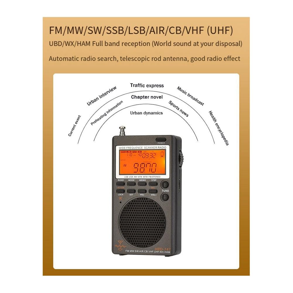HUPYOMLER -747 Full Band Digital Display VHF/UHF Two-Way Radio with Practical Channel Scanner - Ideal for Outdoor Adventures, Emergency Communication, and Security Teams