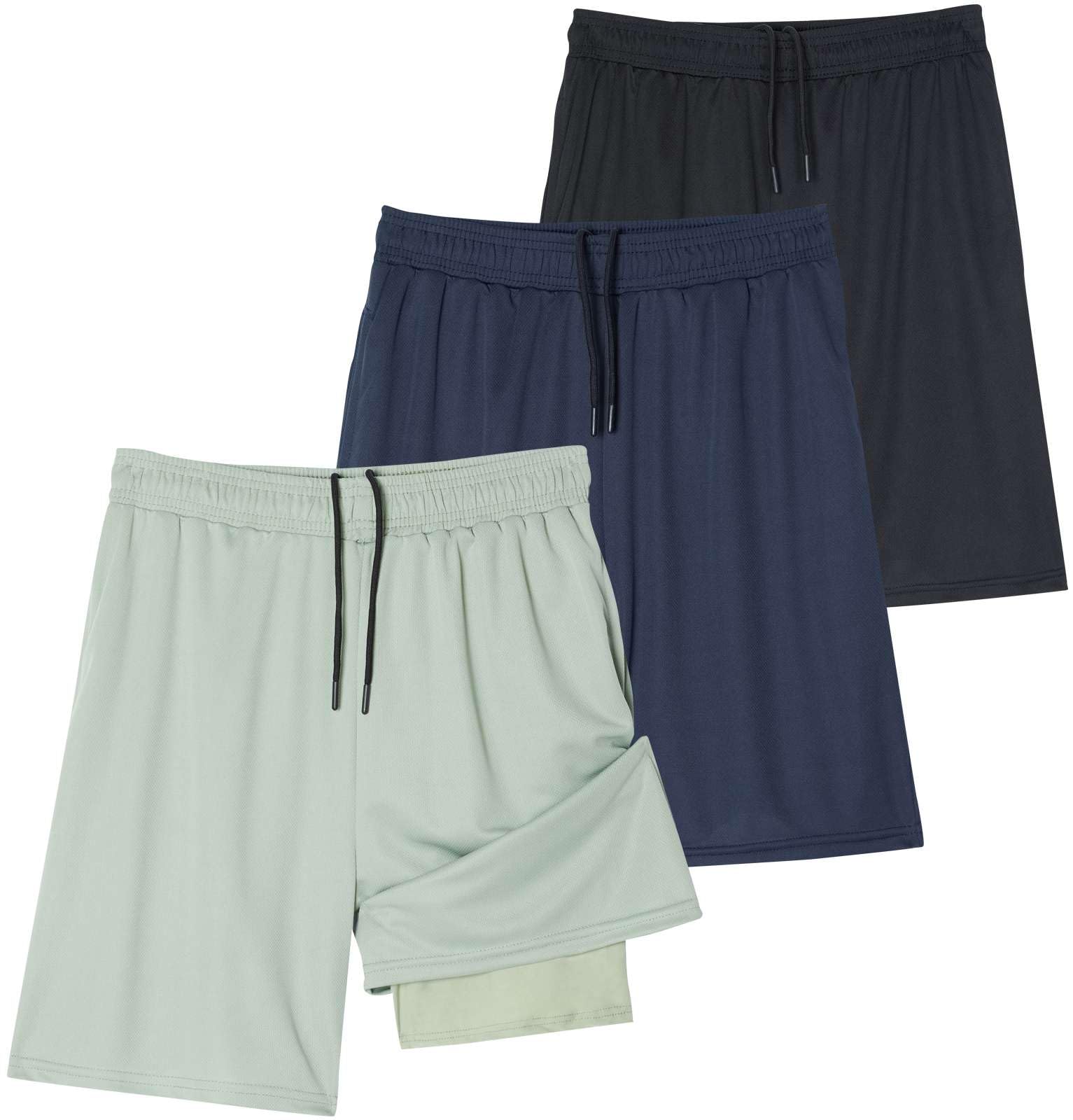 Real Essentials 3-Pack Men's 2-in-1 Dry-Fit 7