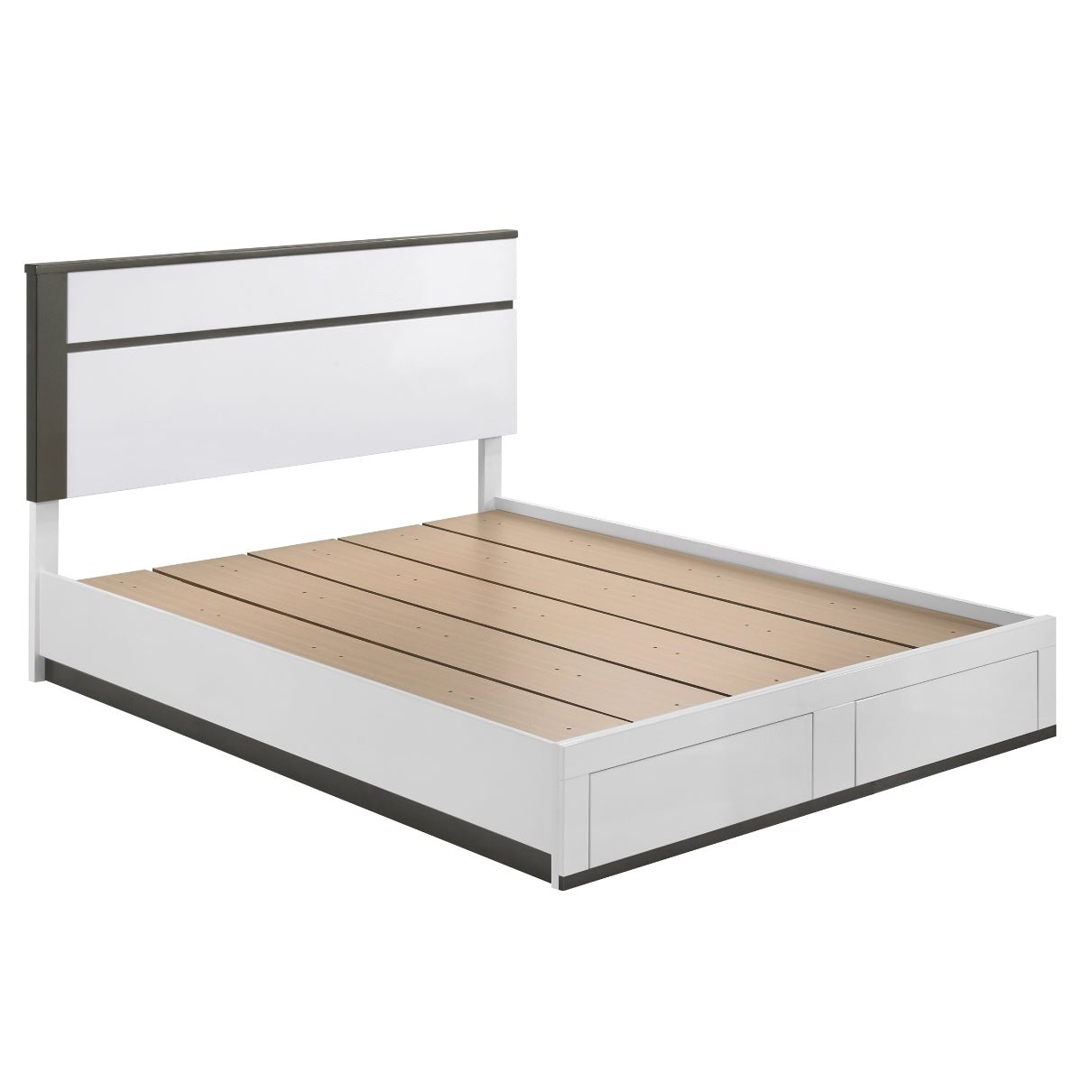 Allister Collection Platform Storage Bed - Modern Wooden Bed Frame with Underbed Drawers for Extra Space - Perfect for Small Bedrooms, Guest Rooms & Dormitories