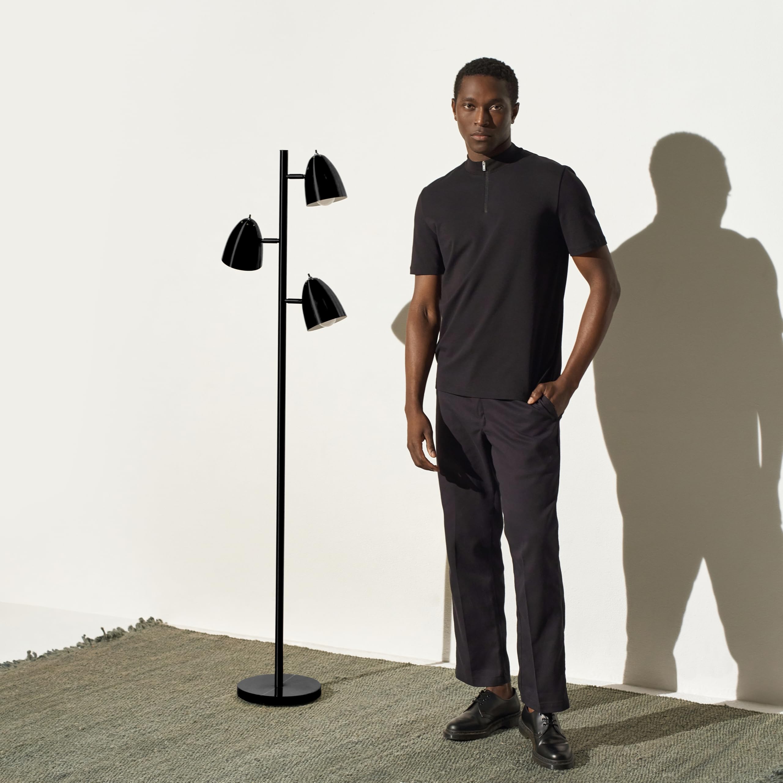 Brightech Jacob LED Standing Lamp - Modern Adjustable 3-Light Tree Floor Lamp for Living Room & Bedroom - Tall LED Lighting Fixture in Classic Black - Perfect for Reading, Working & Ambient Lighting